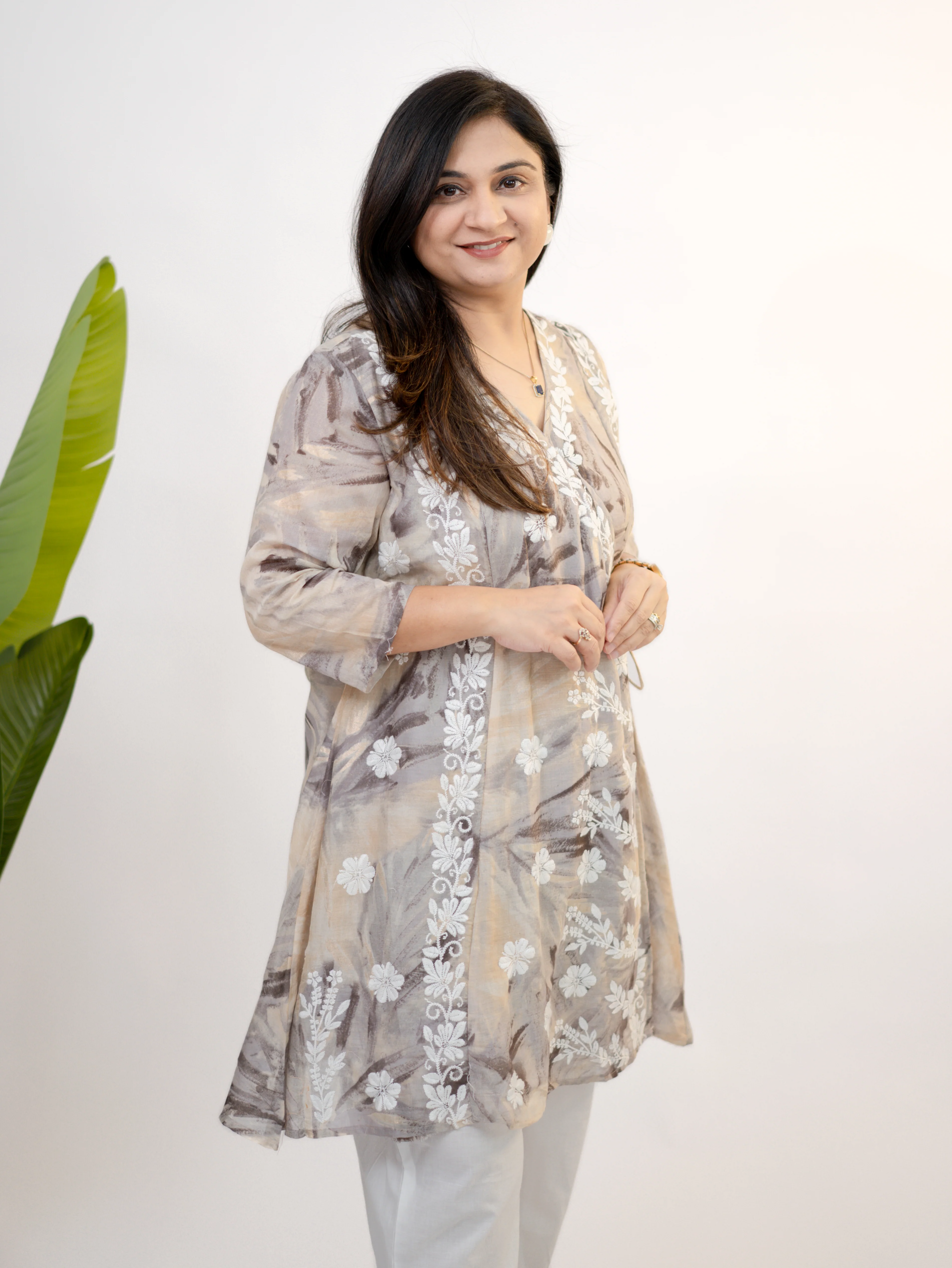 Fara Mul Cotton Chikankari A-line Coord Set - Image 10