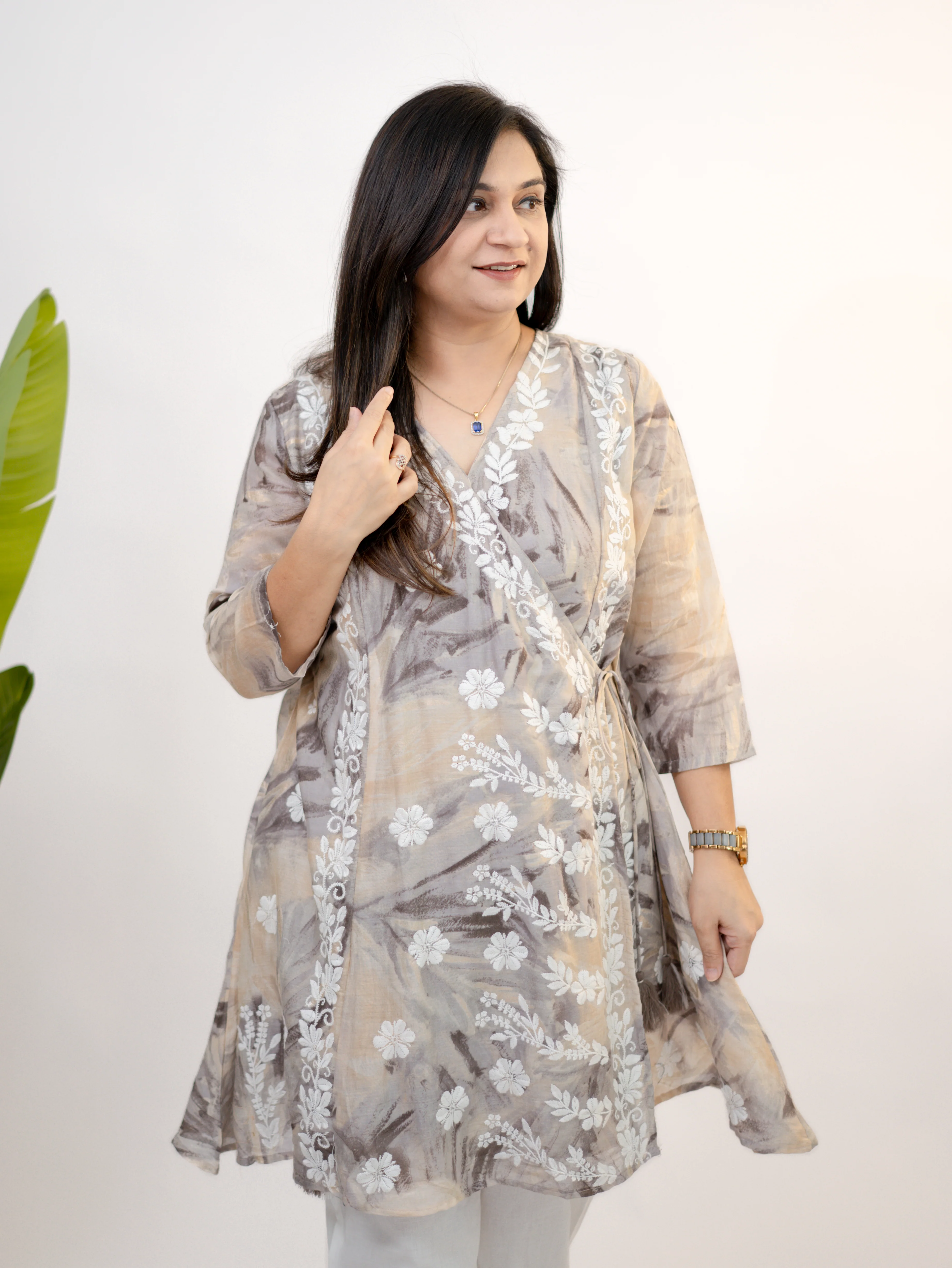 Fara Mul Cotton Chikankari A-line Coord Set - Image 12