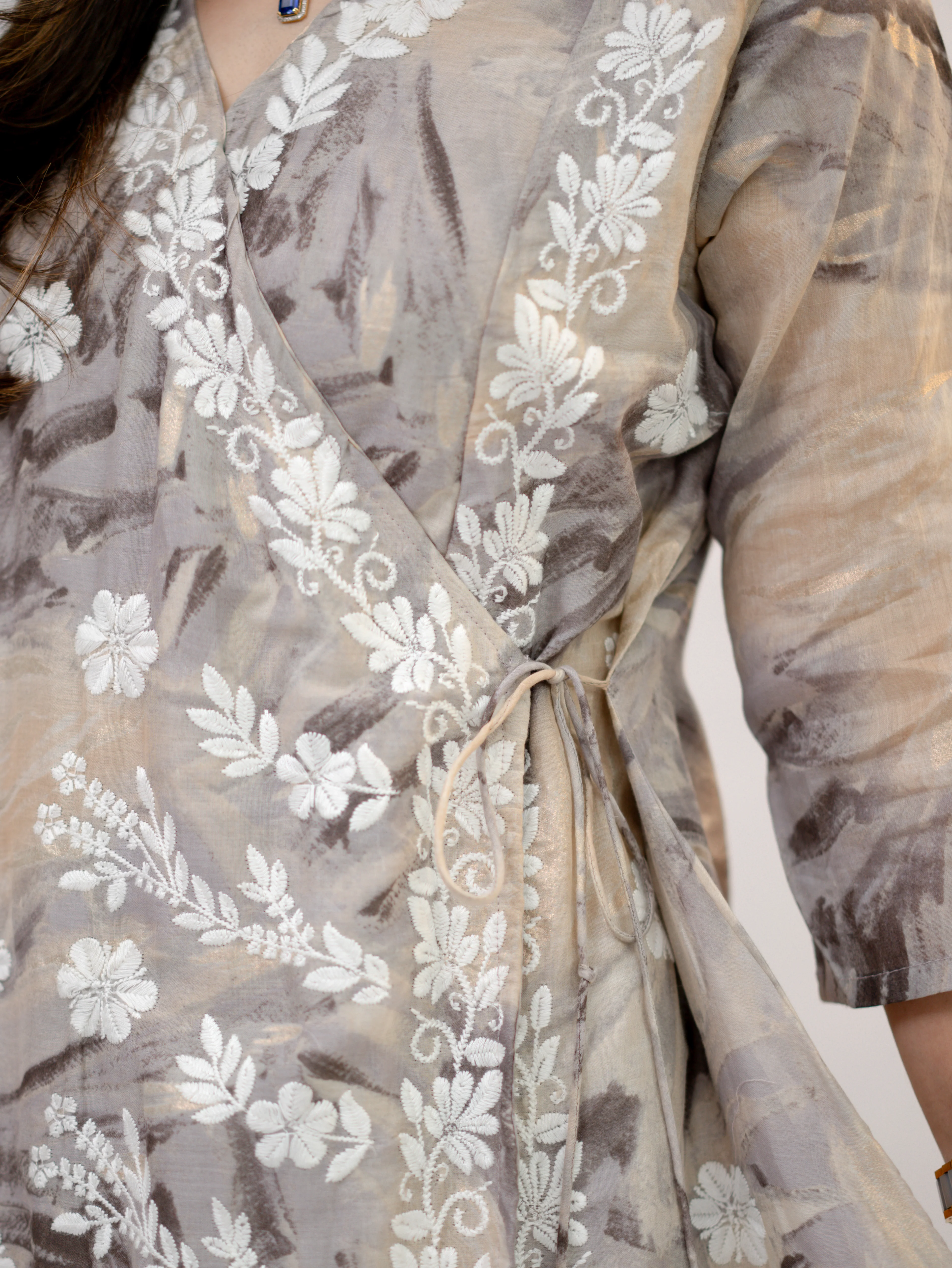 Fara Mul Cotton Chikankari A-line Coord Set - Image 14