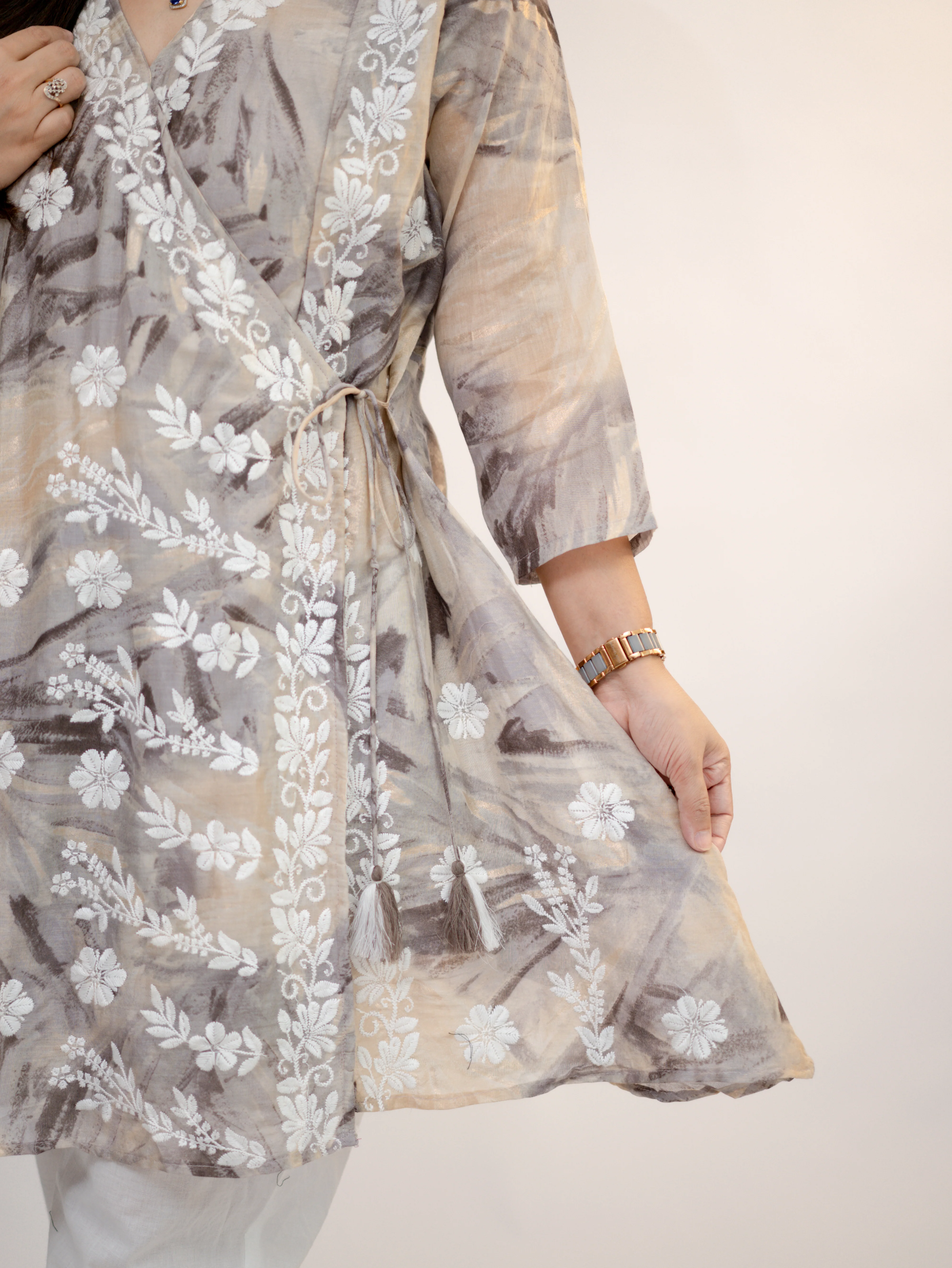 Fara Mul Cotton Chikankari A-line Coord Set - Image 15