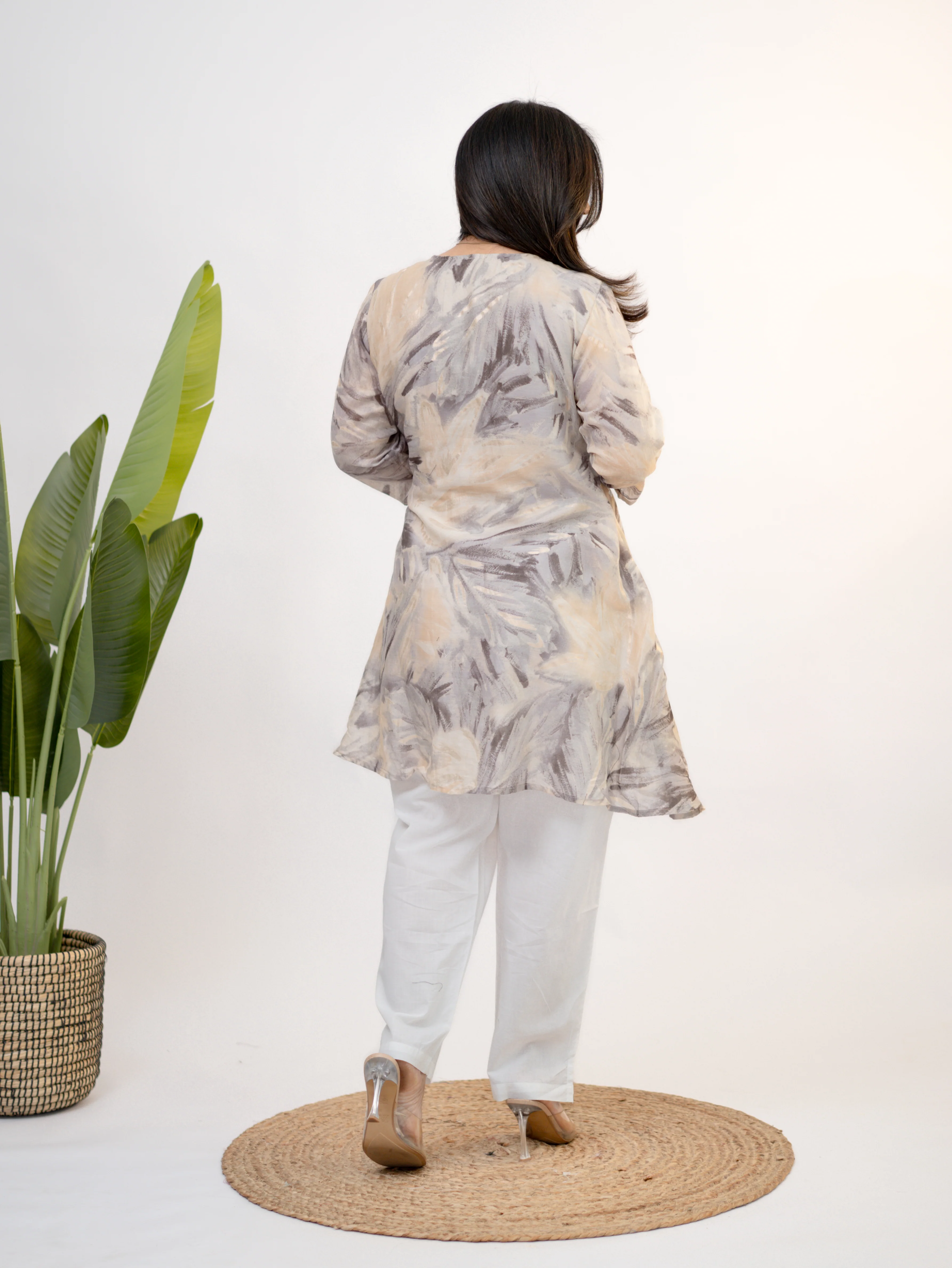 Fara Mul Cotton Chikankari A-line Coord Set - Image 7