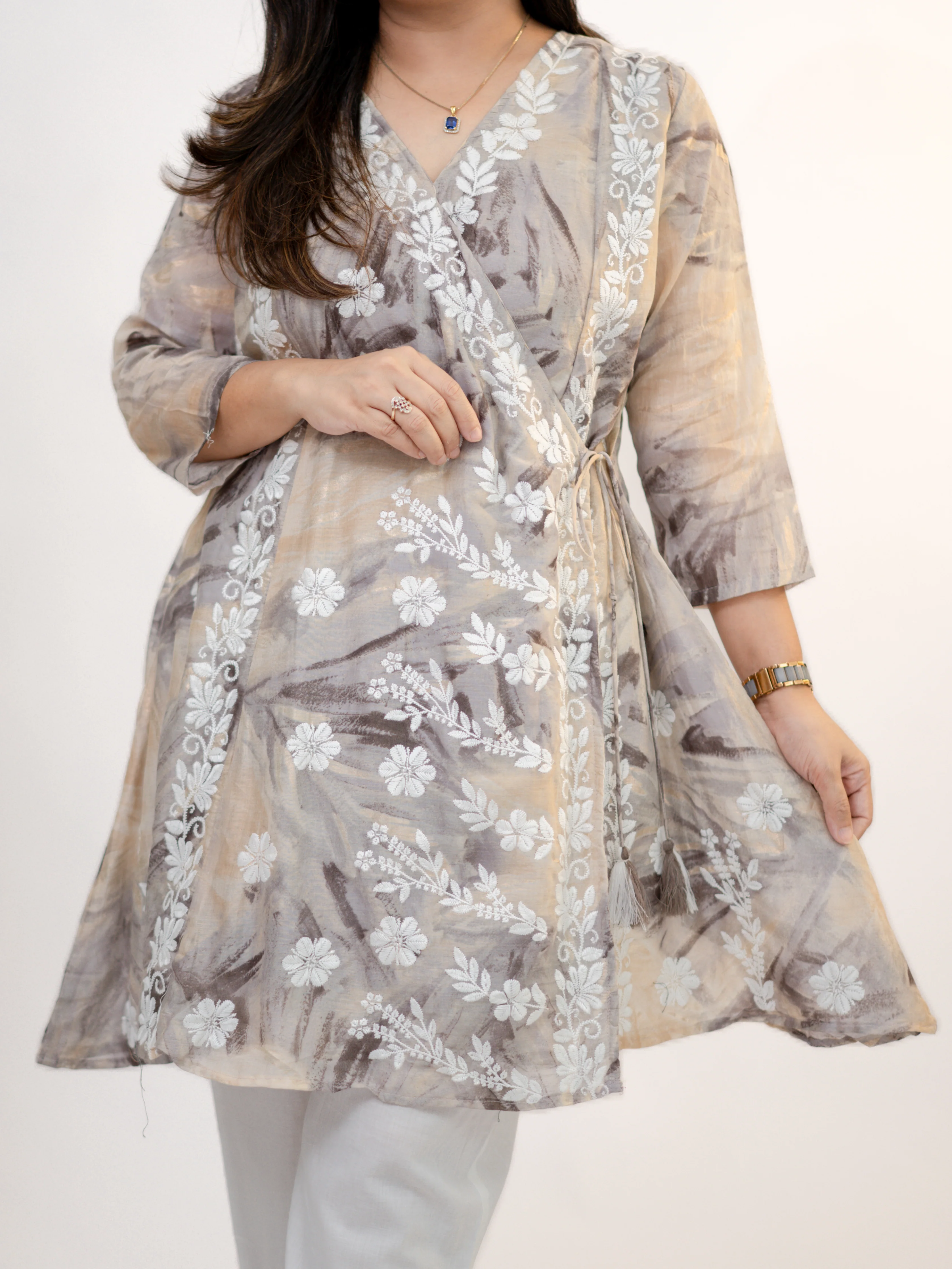Fara Mul Cotton Chikankari A-line Coord Set - Image 8