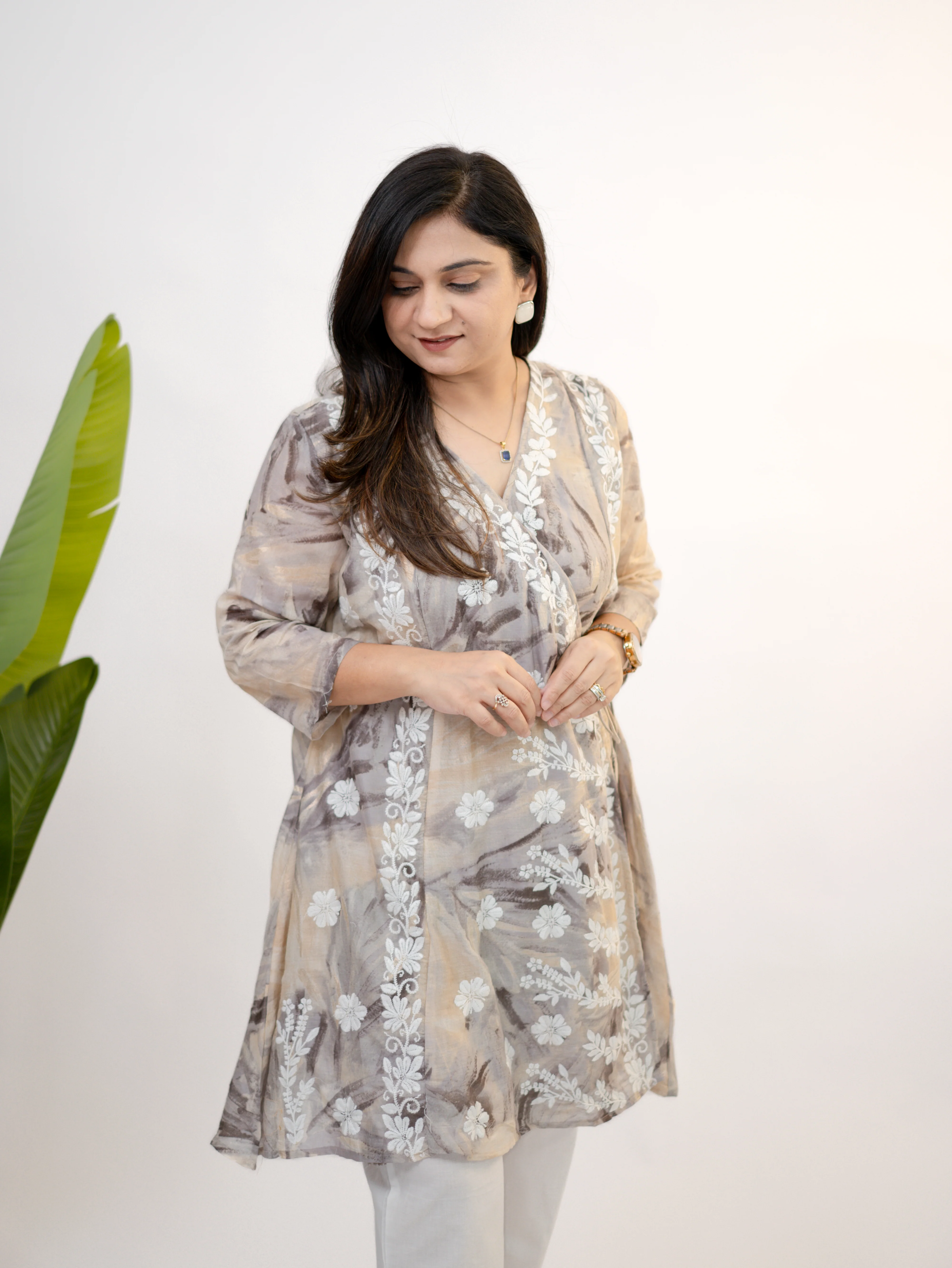 Fara Mul Cotton Chikankari A-line Coord Set - Image 9