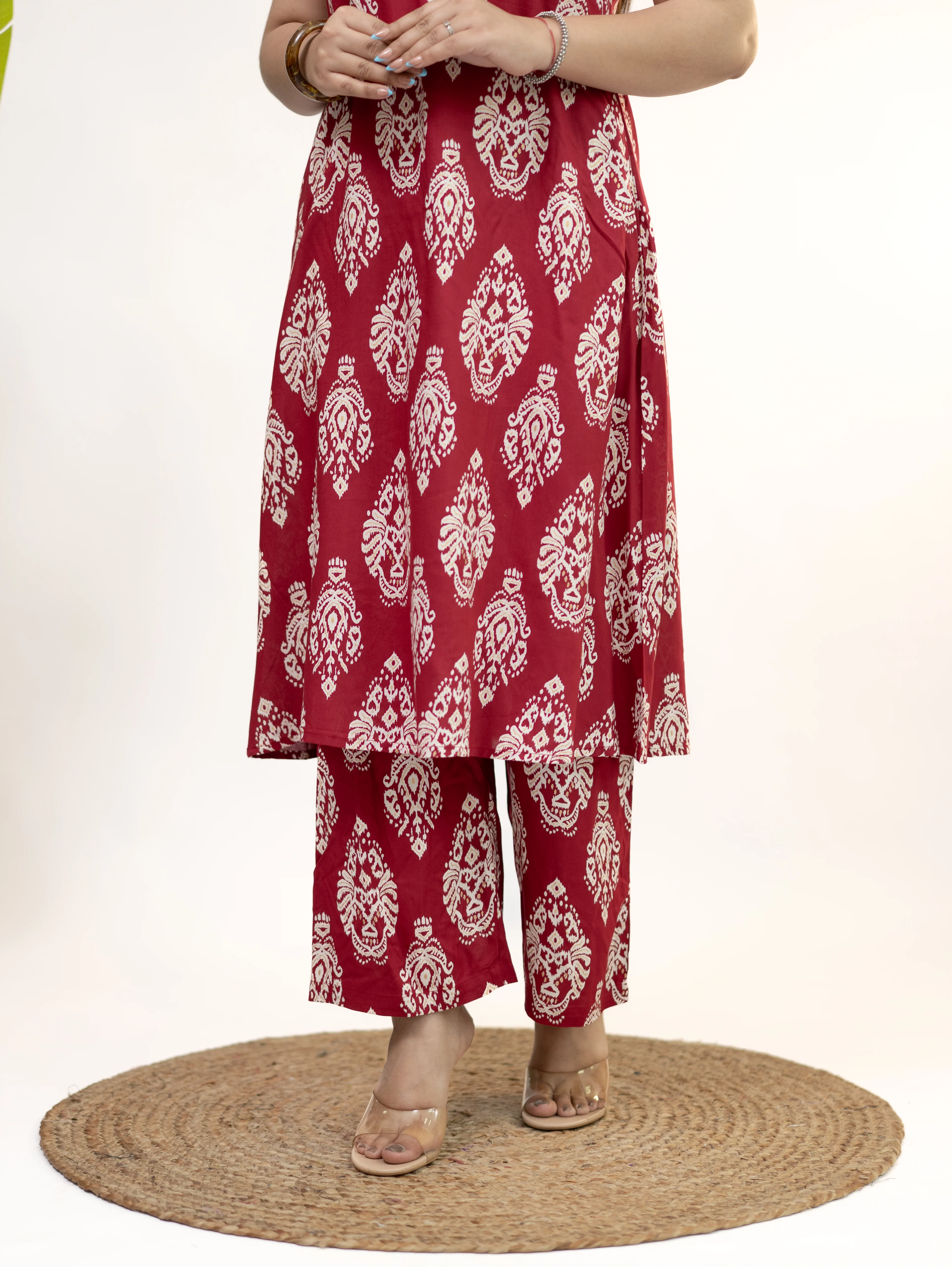 Fiona Red Rayon A-line Coord Set - Image 8