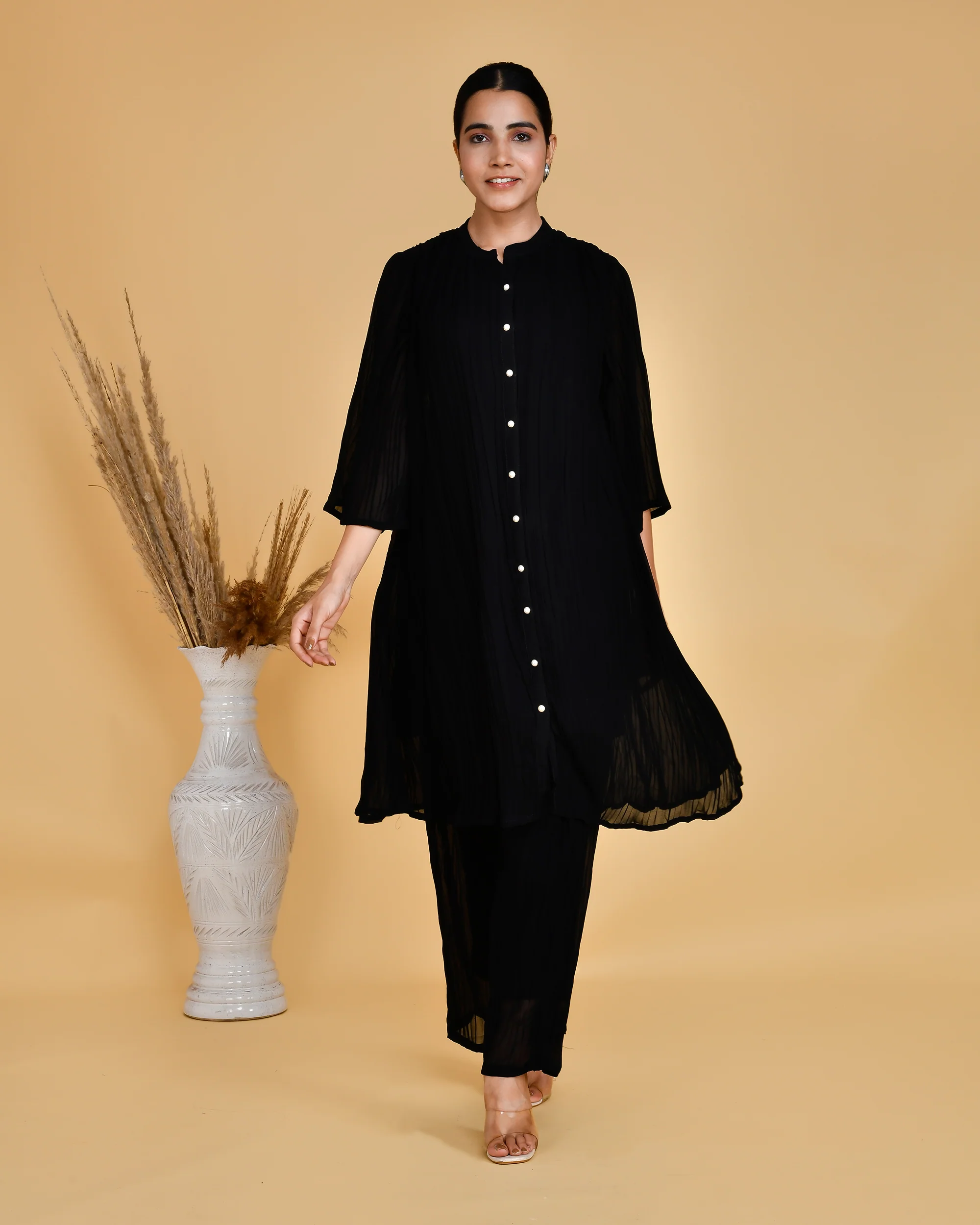 Gabe Black Chiffon Coord Set - Image 4