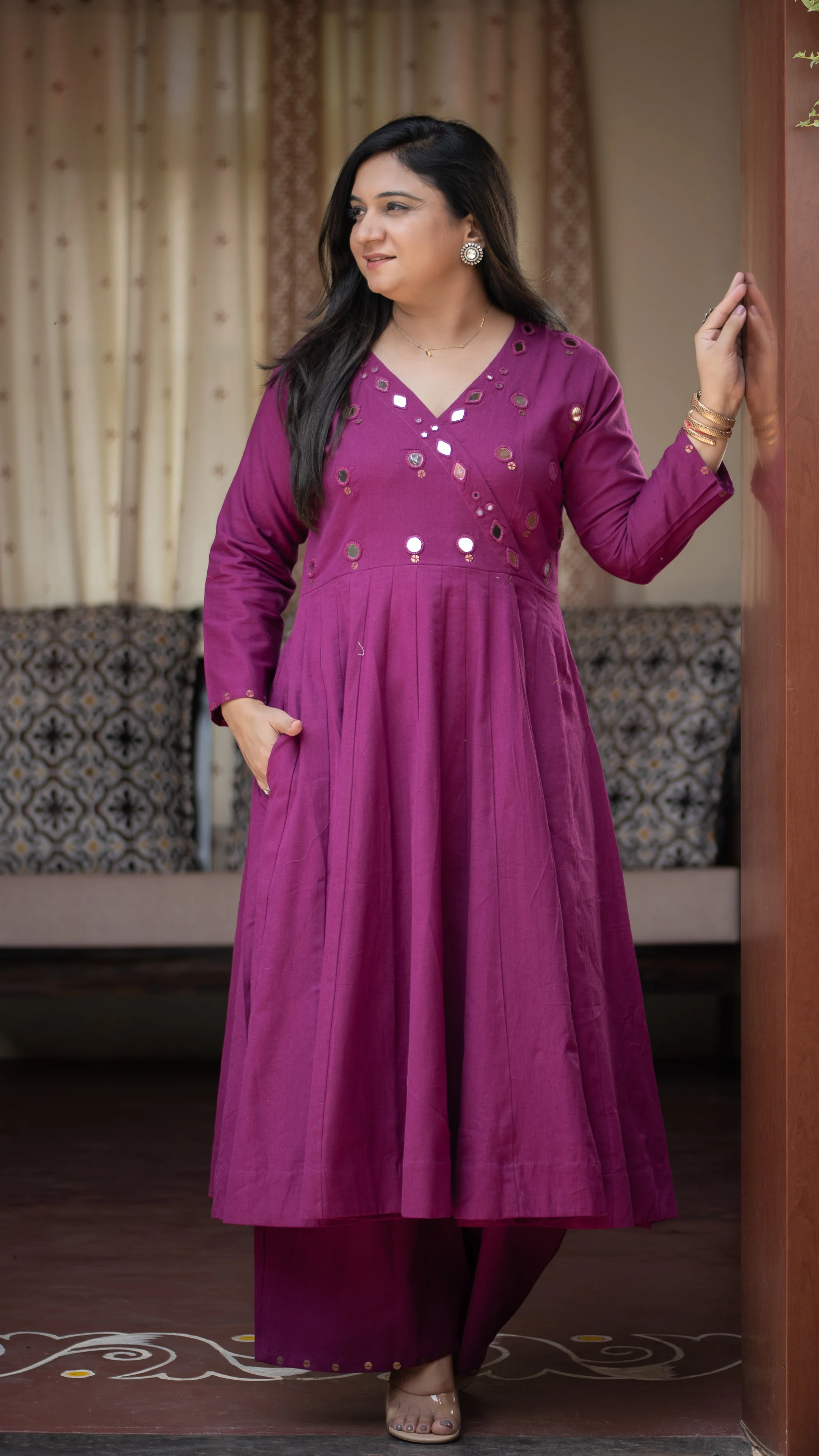 Giva Cotton Mirror Embroidered Plazo Set - Image 4
