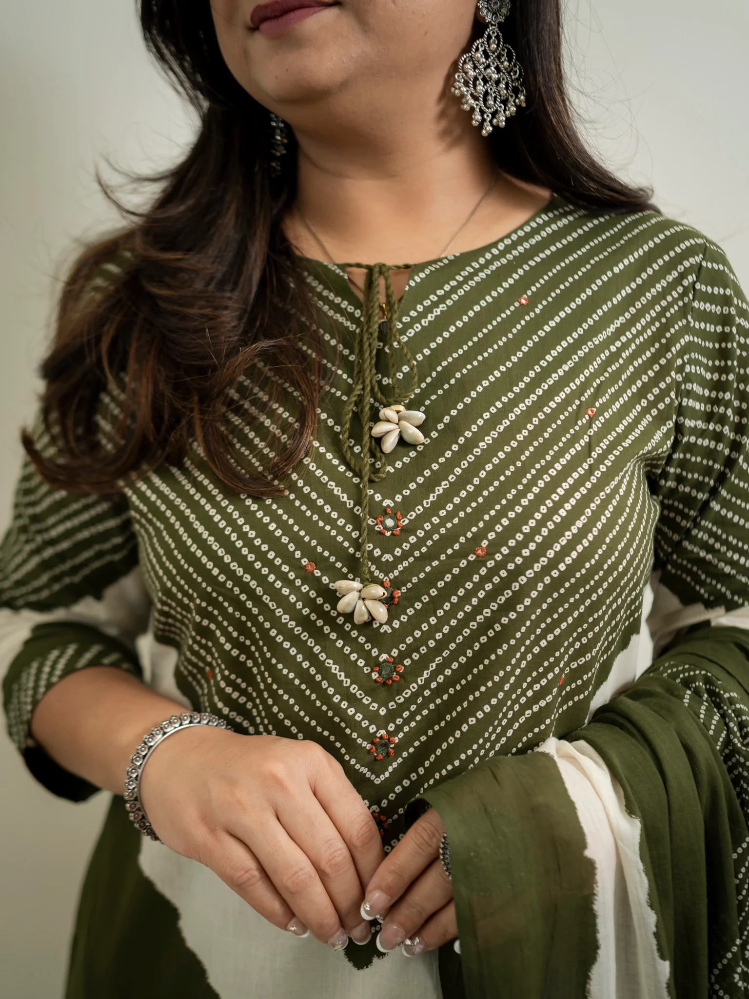 Huma Green Cotton Tie and Dye Straight Dupatta Set - Image 11