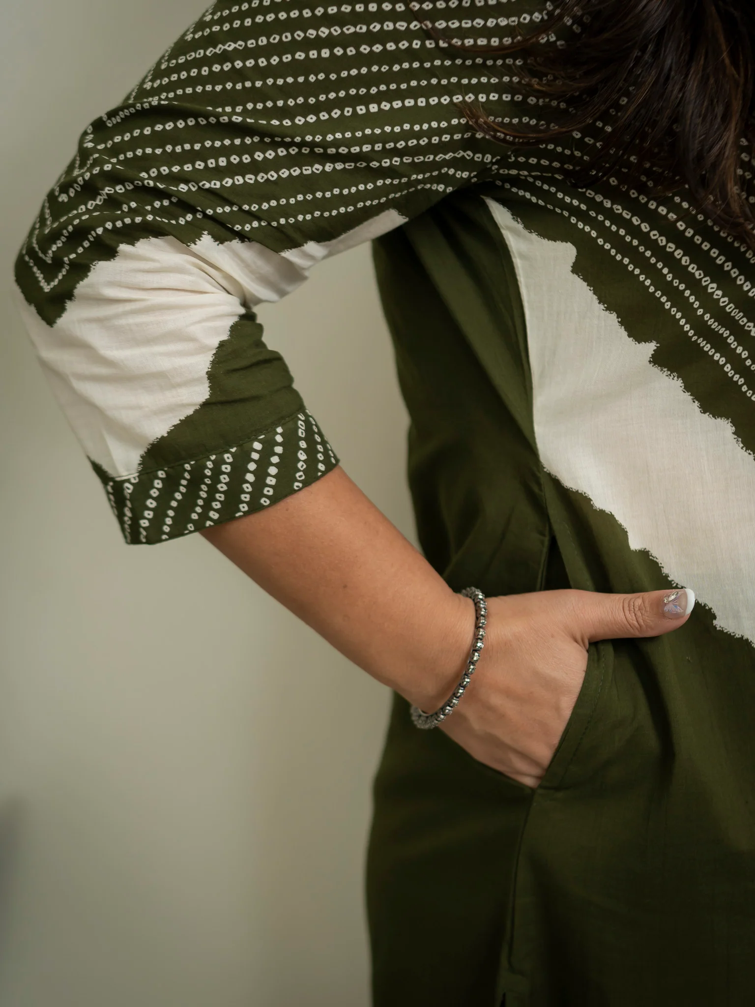 Huma Green Cotton Tie and Dye Straight Dupatta Set - Image 7