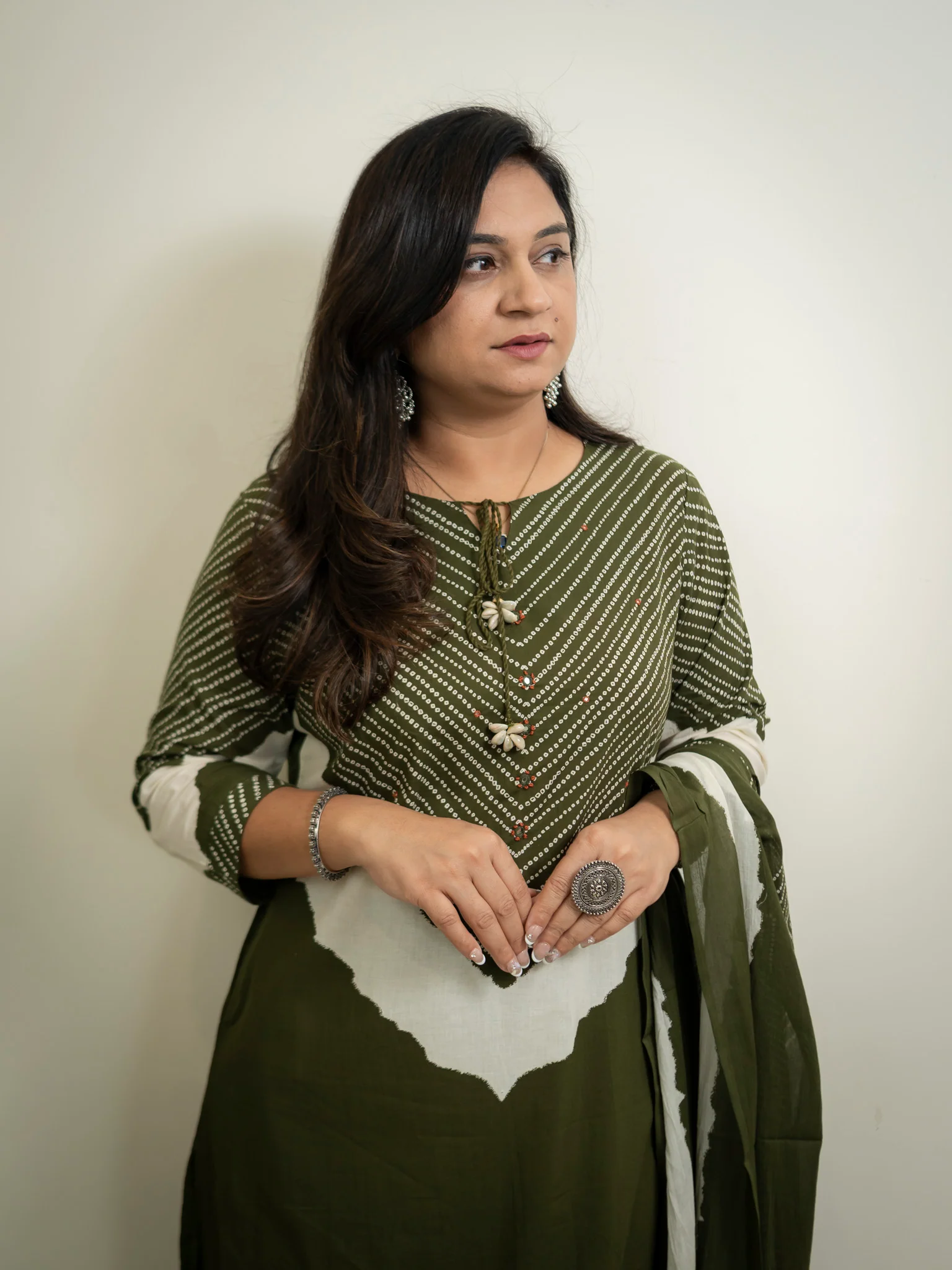 Huma Green Cotton Tie and Dye Straight Dupatta Set - Image 8