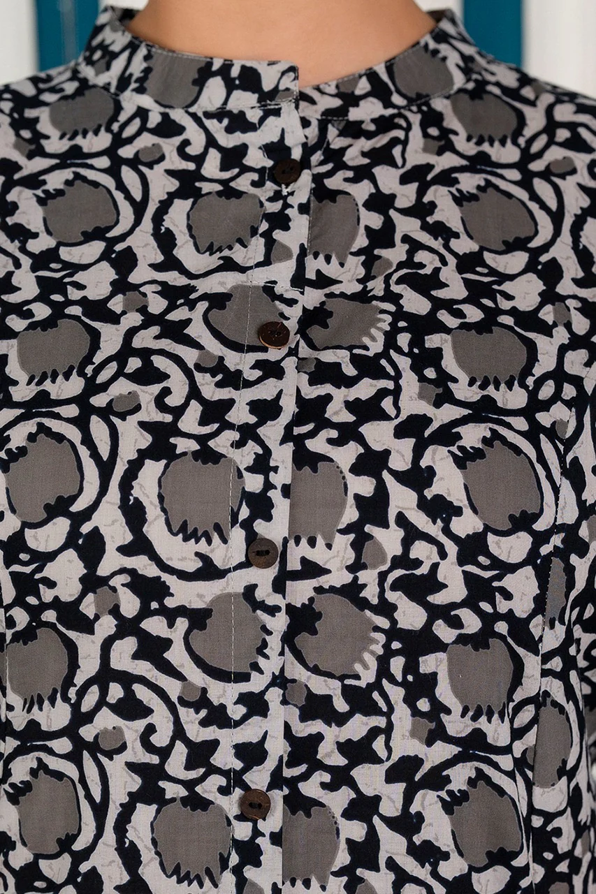 Grey Cotton Floral A-line Coord Set - Image 7