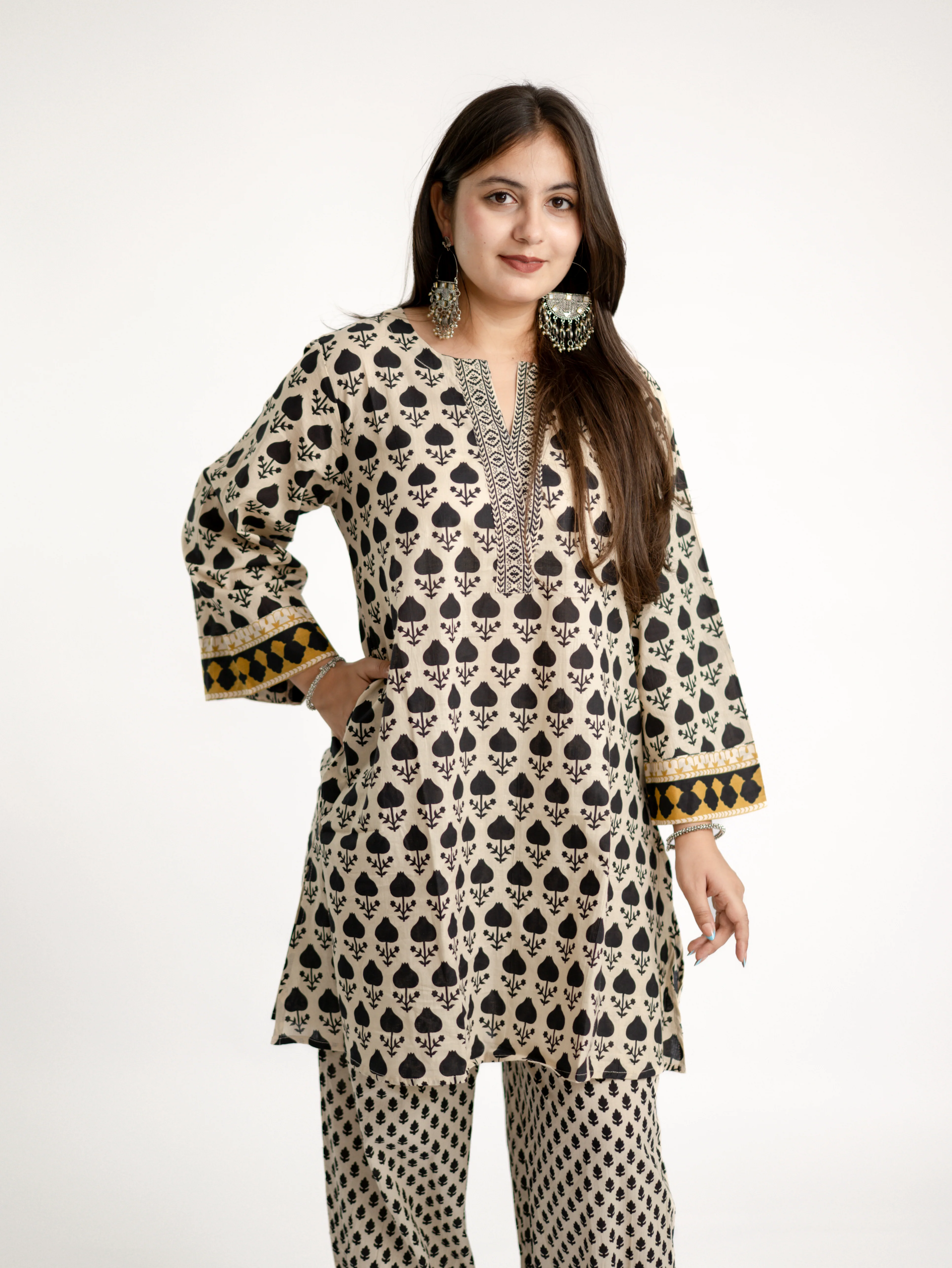 Gul Black Cotton Handblock Coord Set - Image 10