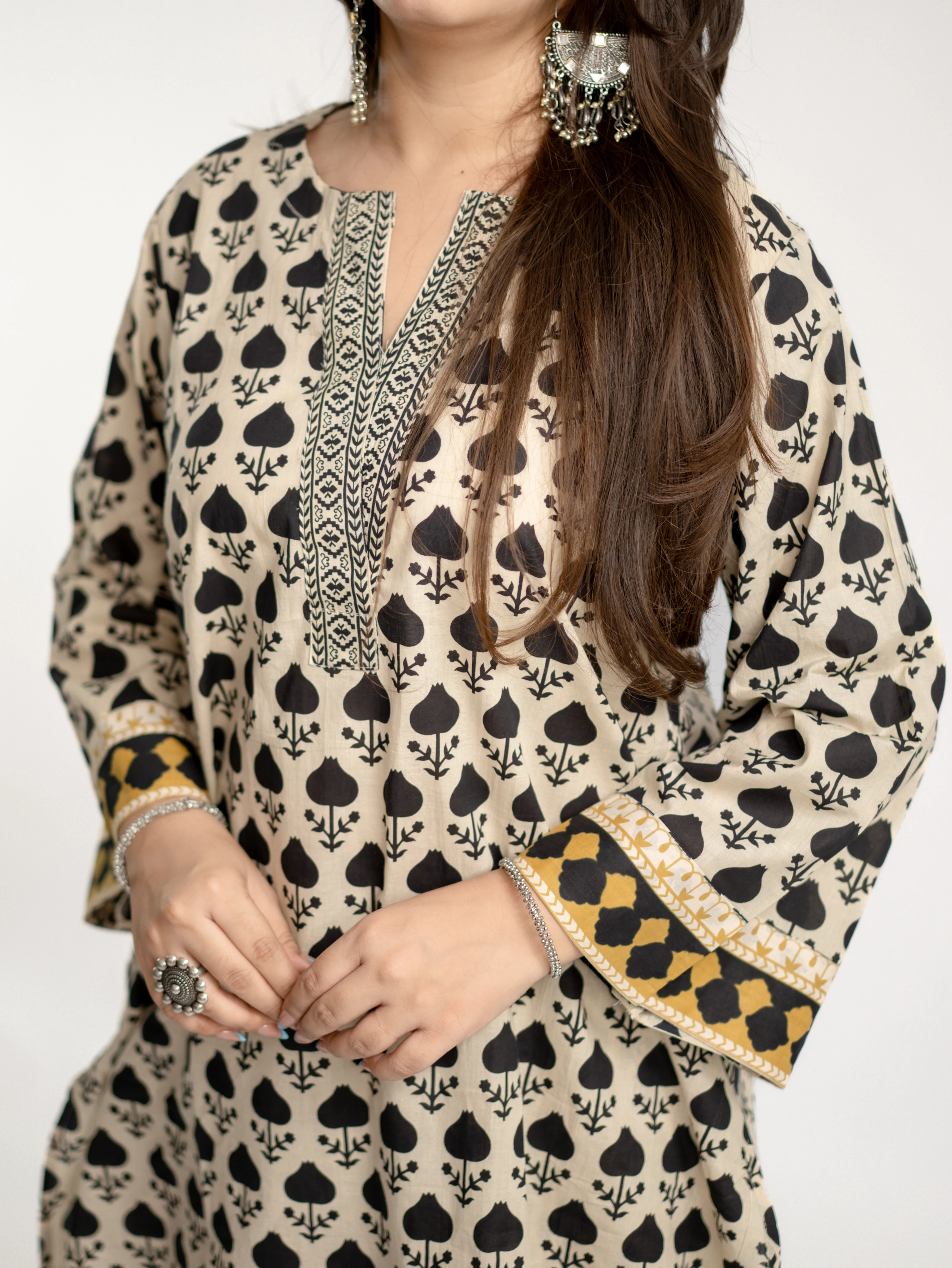 Gul Black Cotton Handblock Coord Set - Image 11