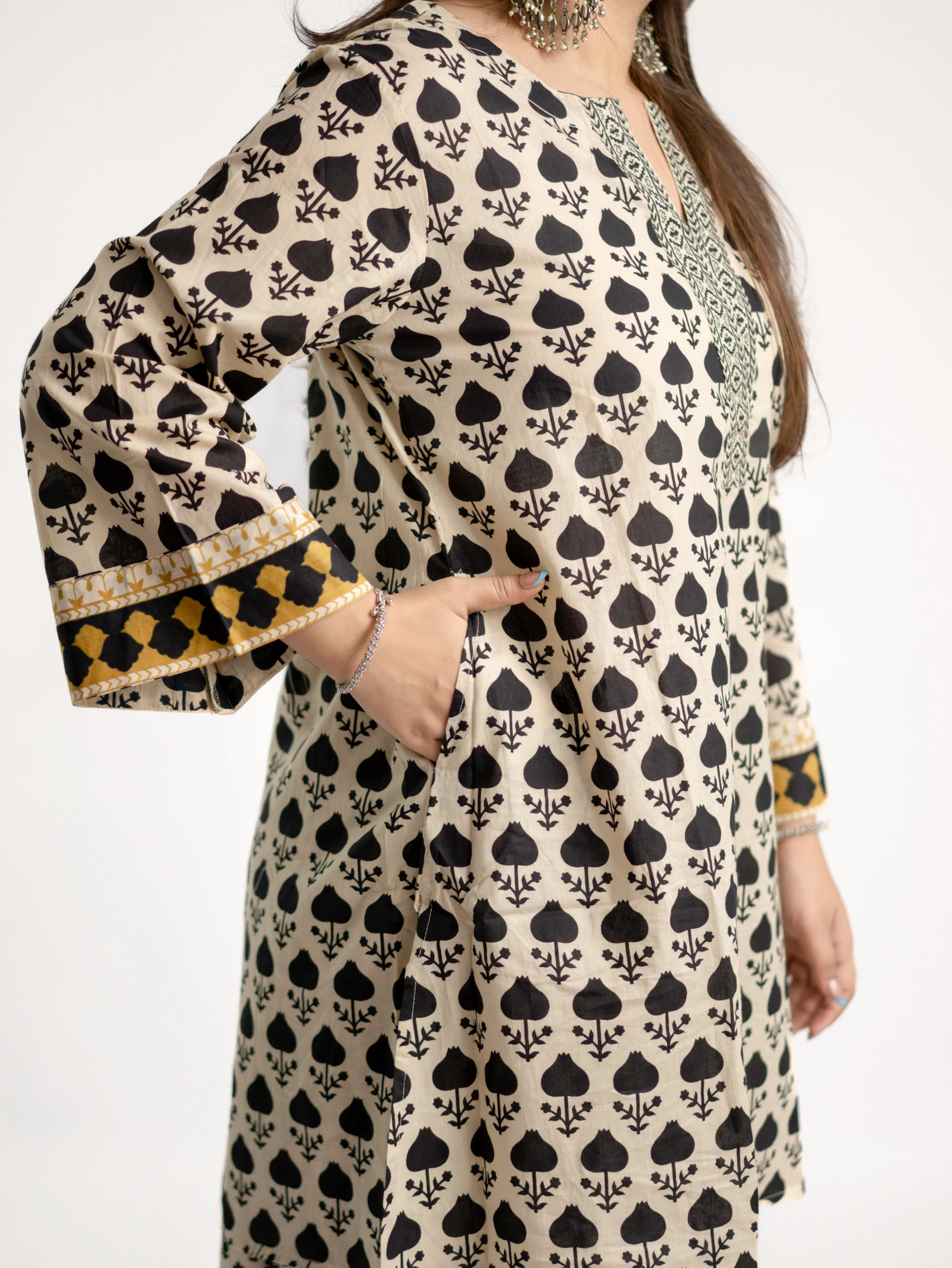 Gul Black Cotton Handblock Coord Set - Image 12