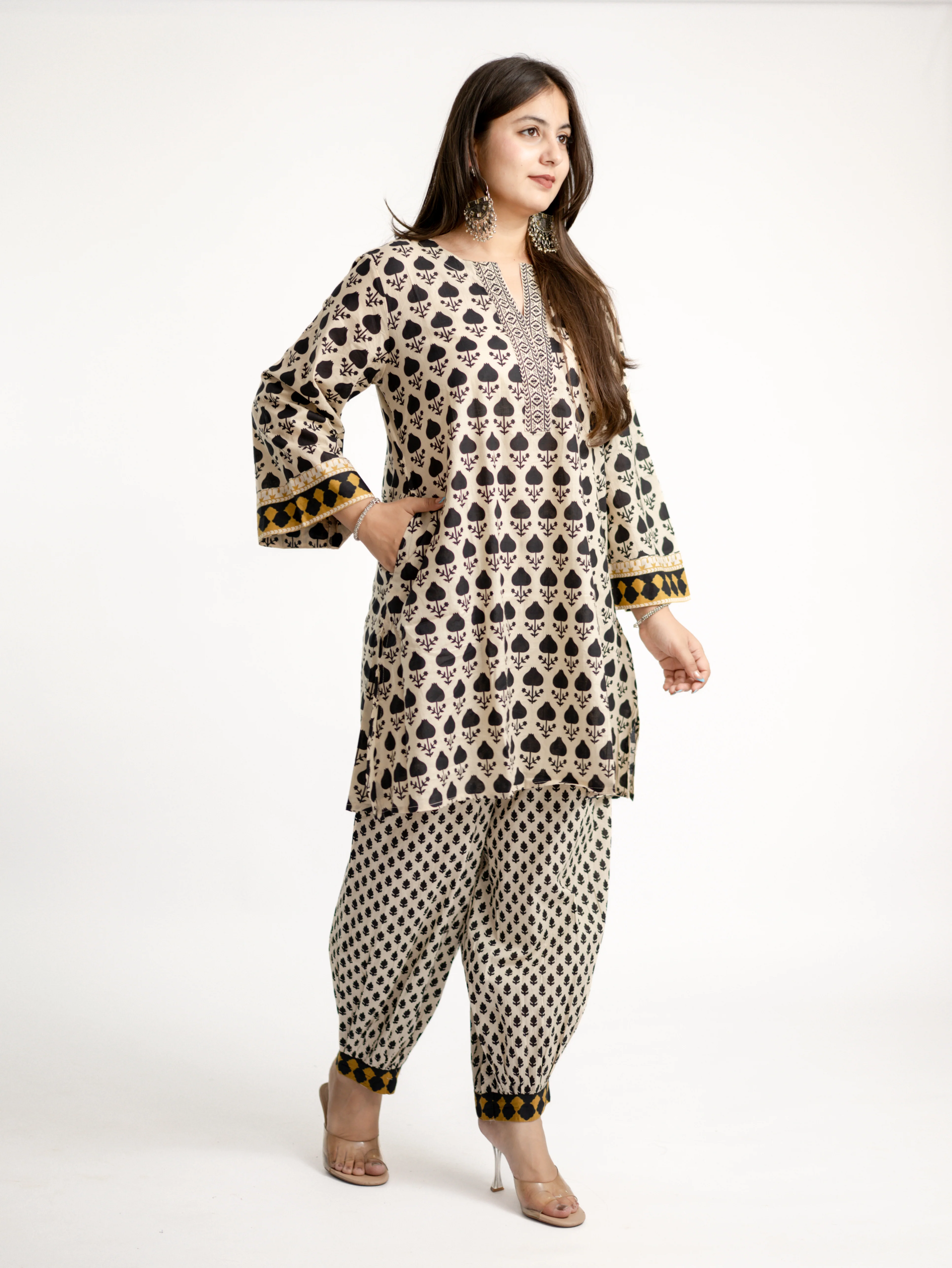 Gul Black Cotton Handblock Coord Set - Image 5
