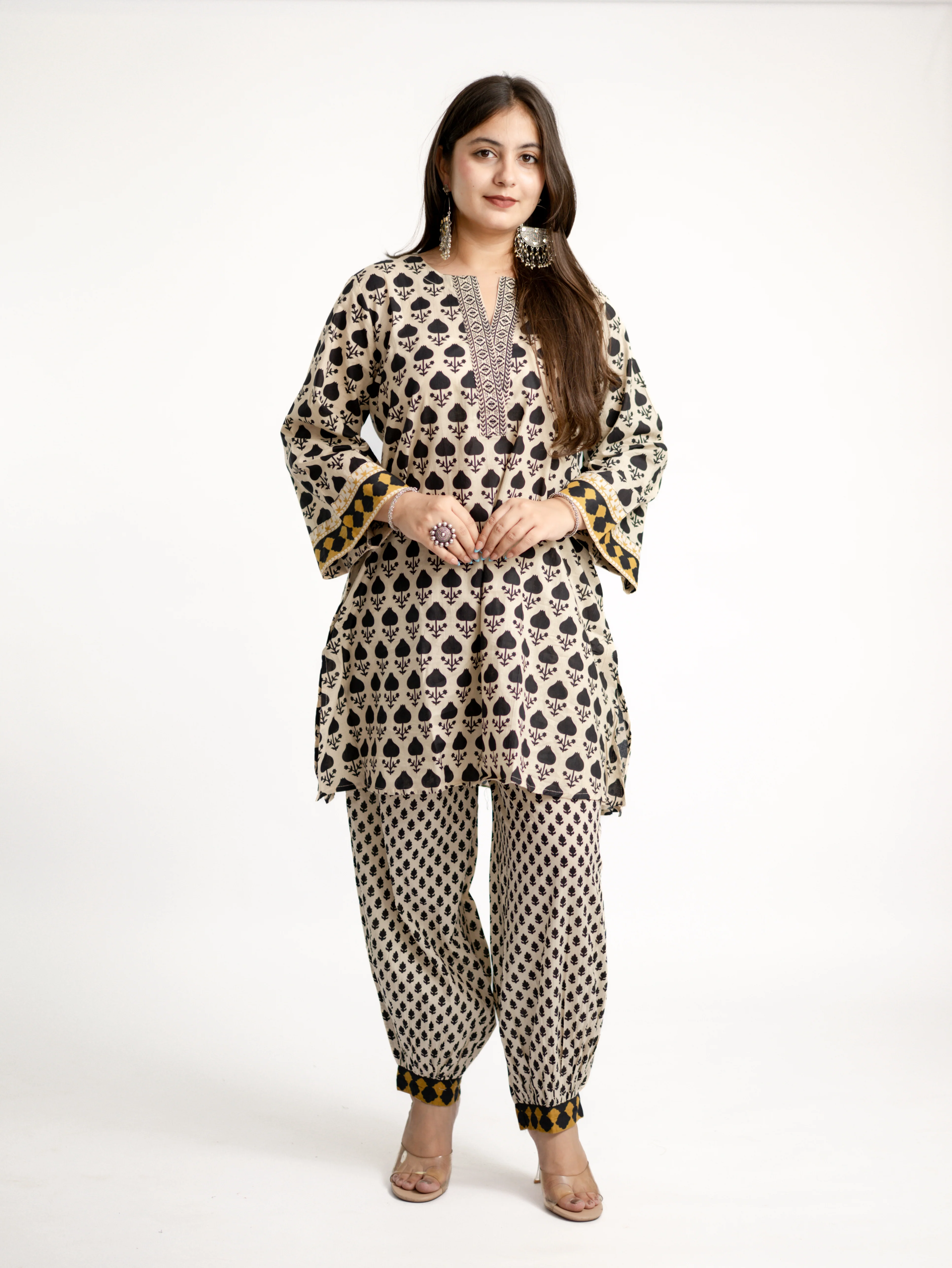 Gul Black Cotton Handblock Coord Set - Image 6