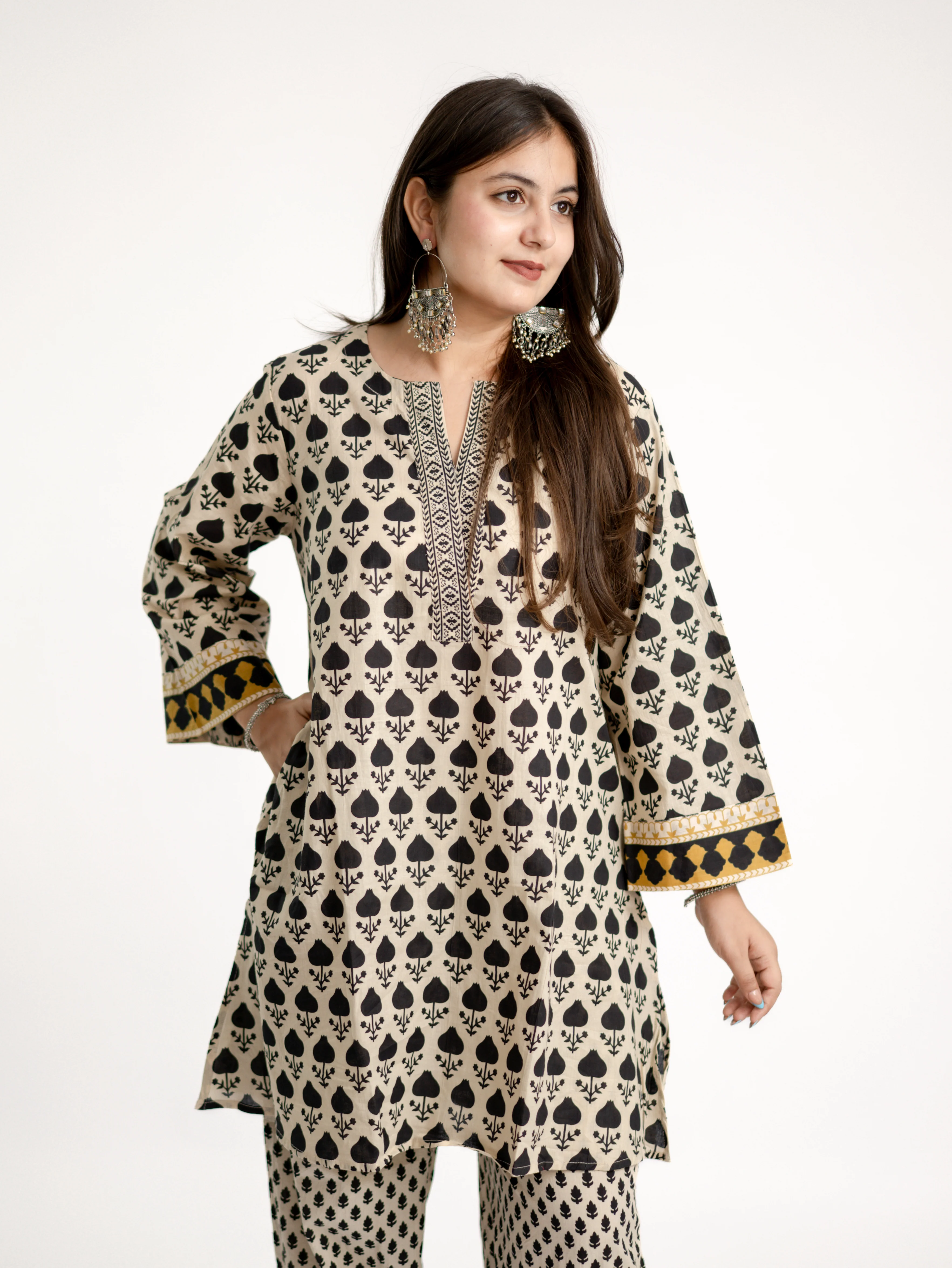 Gul Black Cotton Handblock Coord Set - Image 8