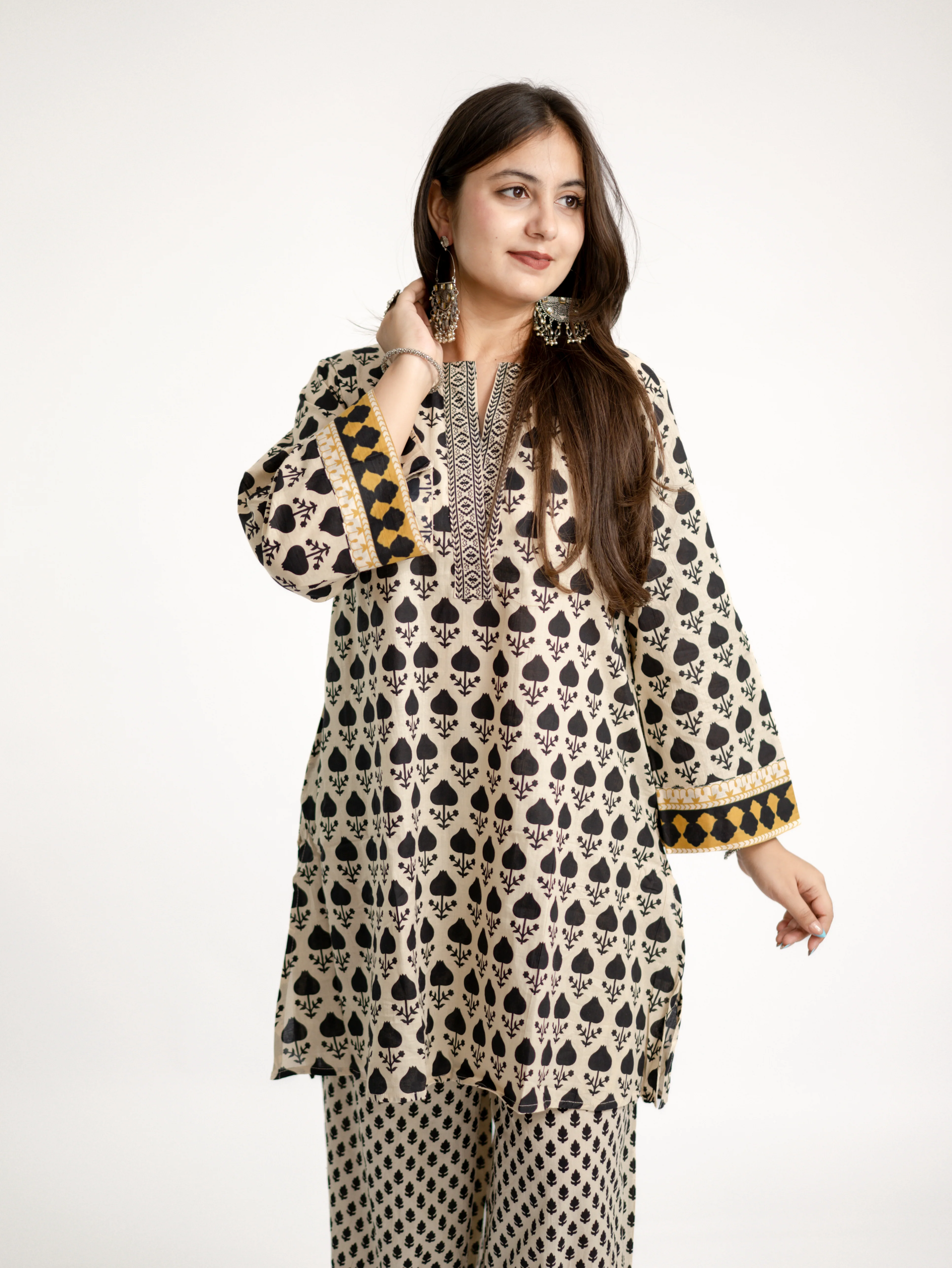 Gul Black Cotton Handblock Coord Set - Image 9