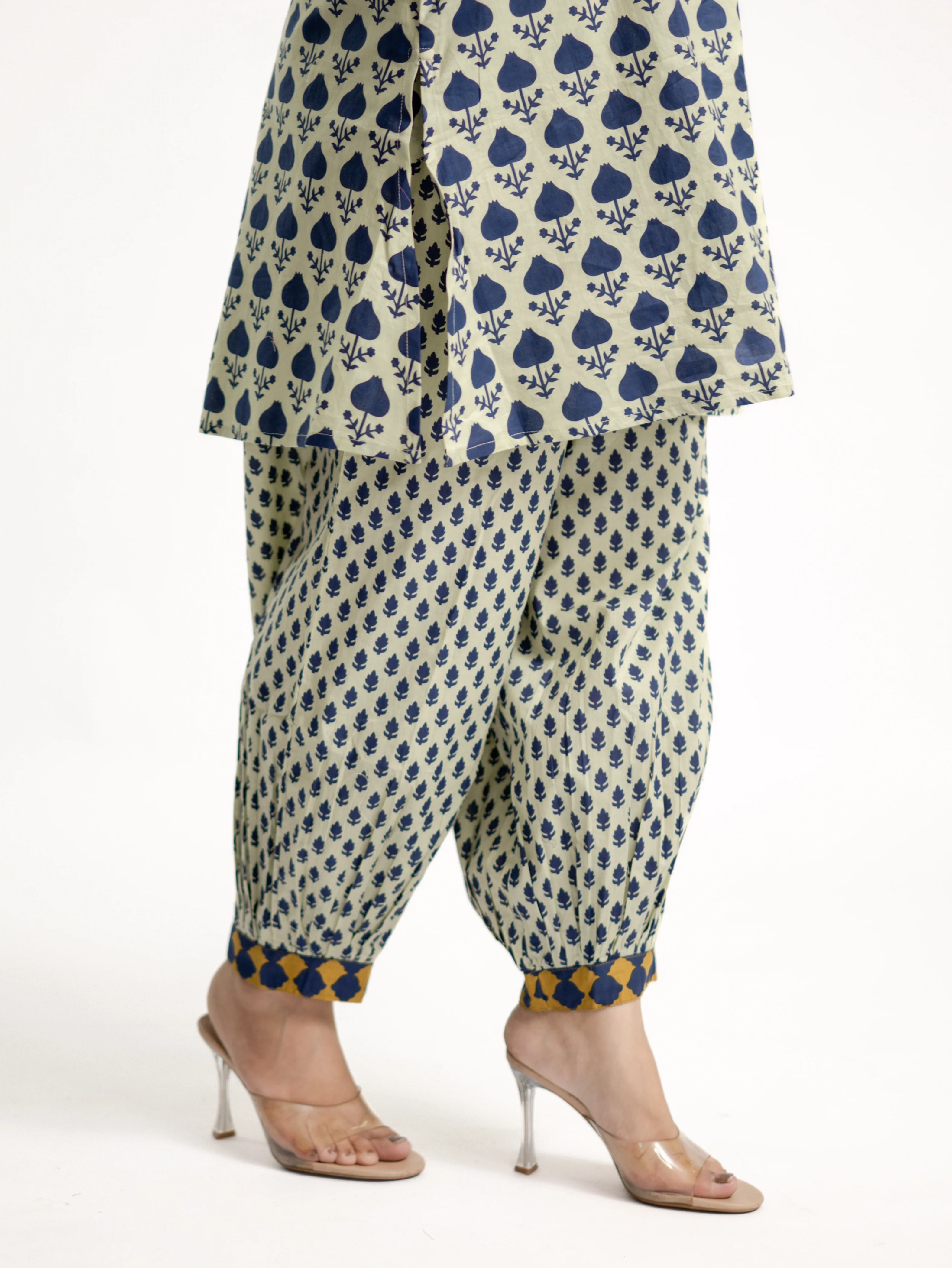 Gul Blue Cotton Handblock A-line Coord Set - Image 10
