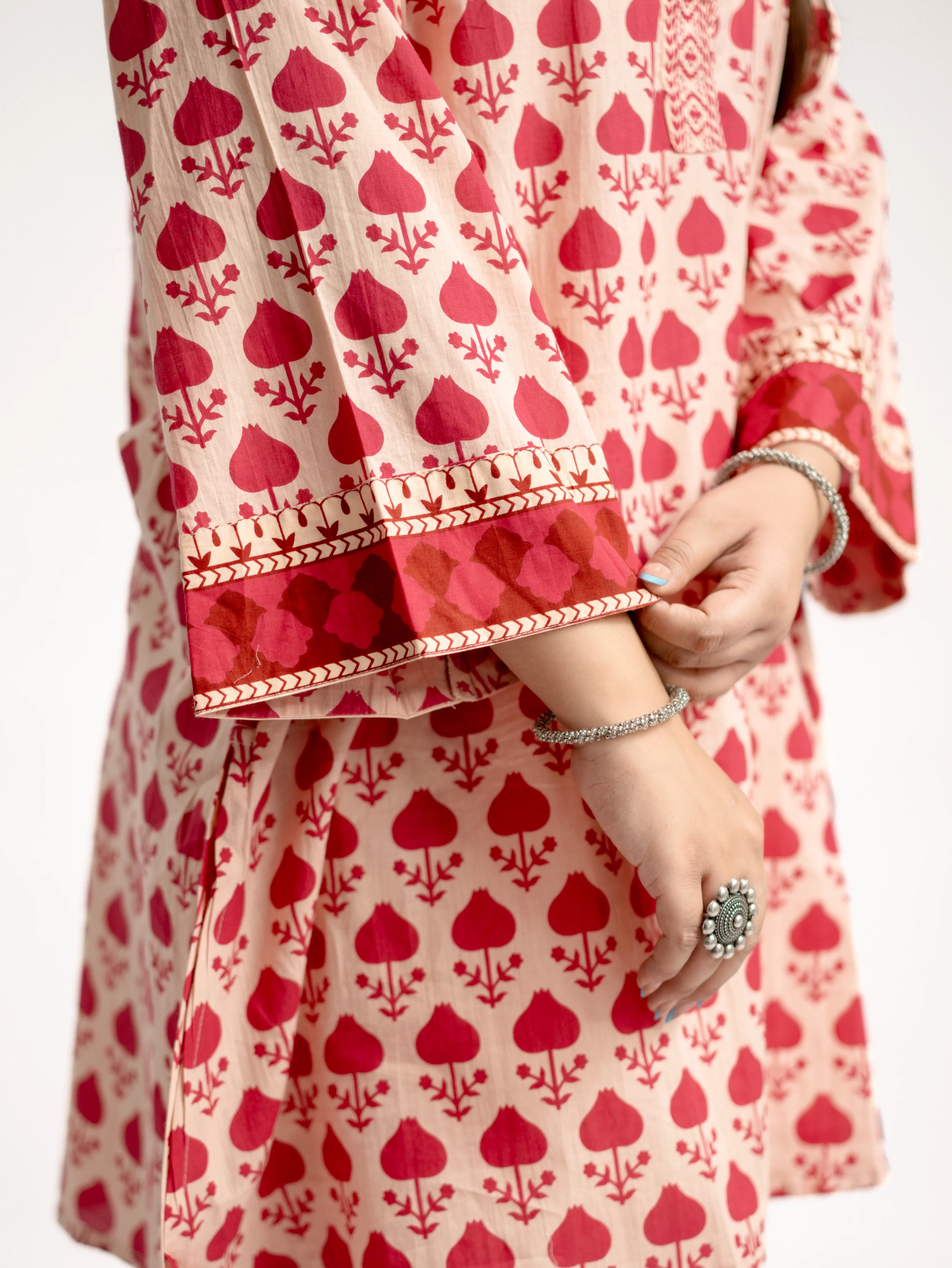 Gul Pink Cotton Handblock A-line Coord Set - Image 11