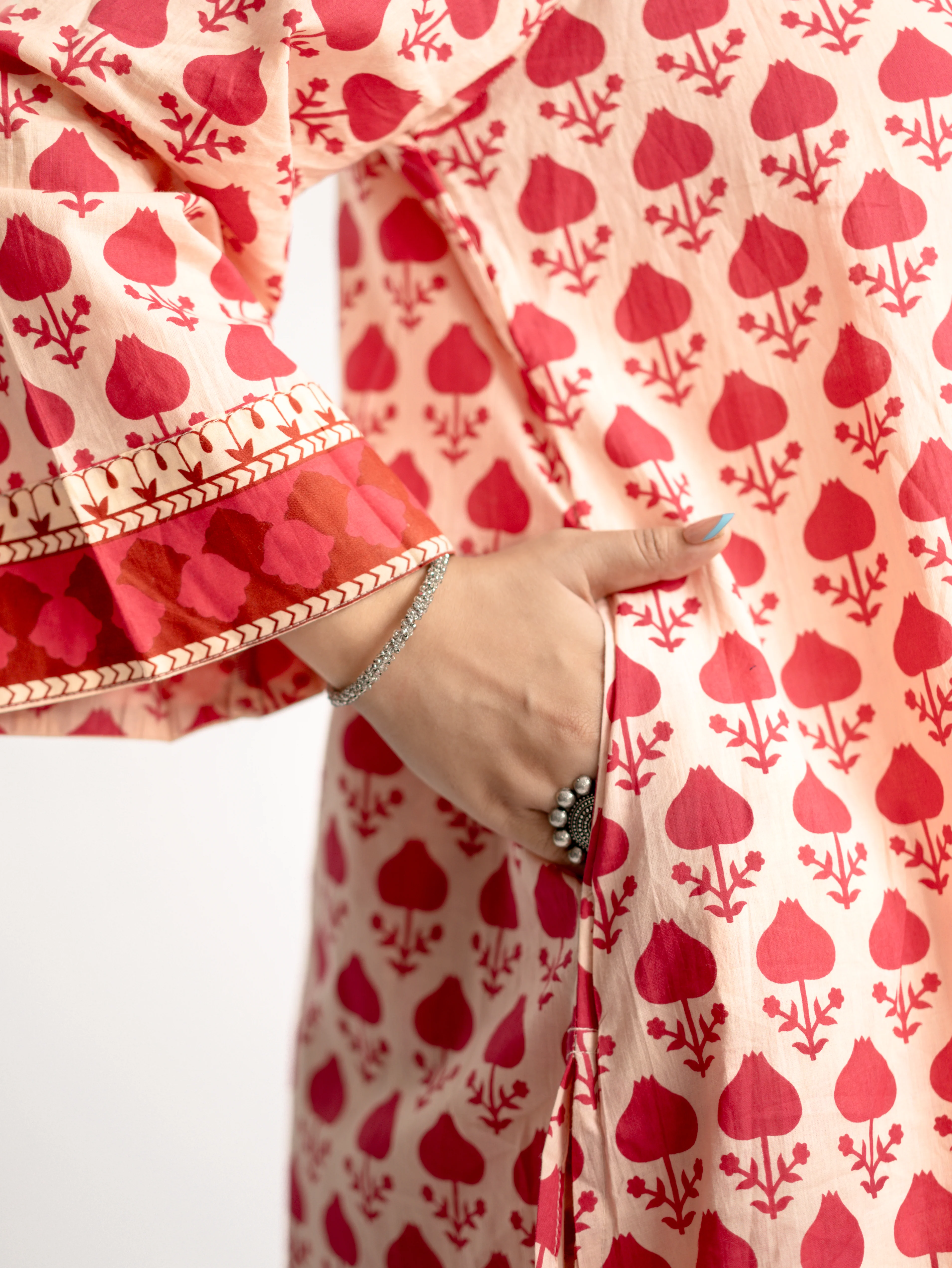 Gul Pink Cotton Handblock A-line Coord Set - Image 13