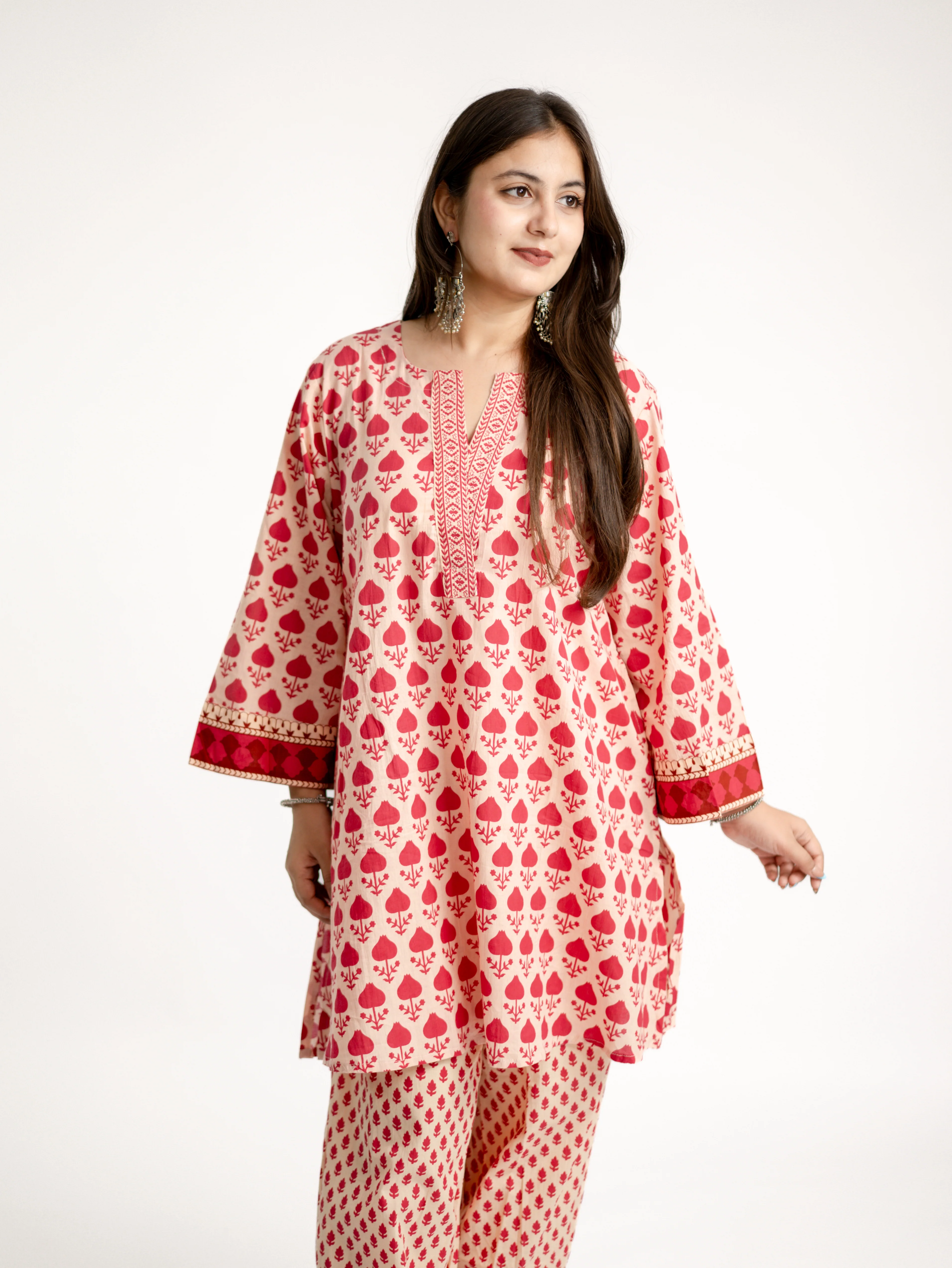Gul Pink Cotton Handblock A-line Coord Set - Image 15