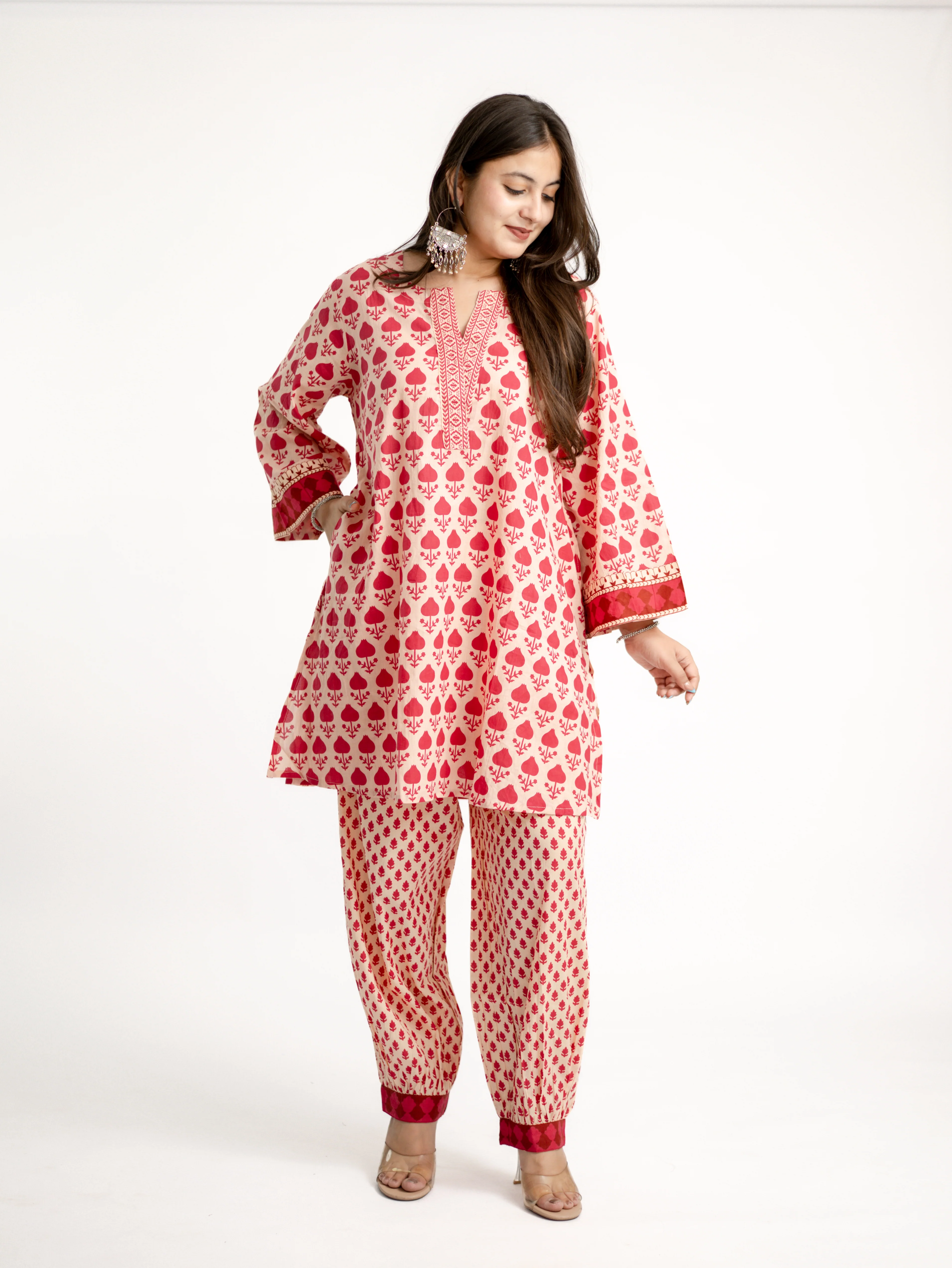 Gul Pink Cotton Handblock A-line Coord Set - Image 7