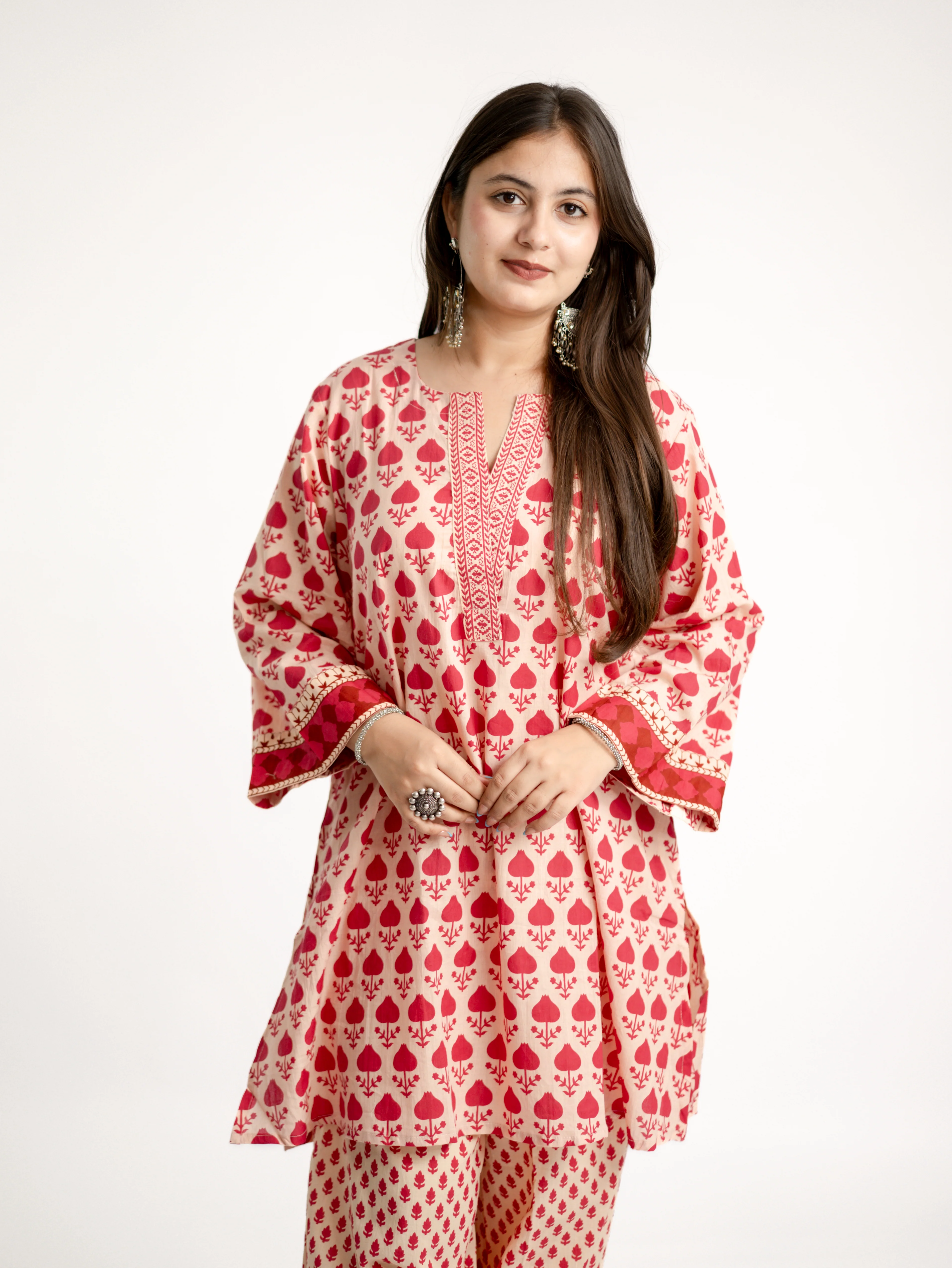 Gul Pink Cotton Handblock A-line Coord Set - Image 8