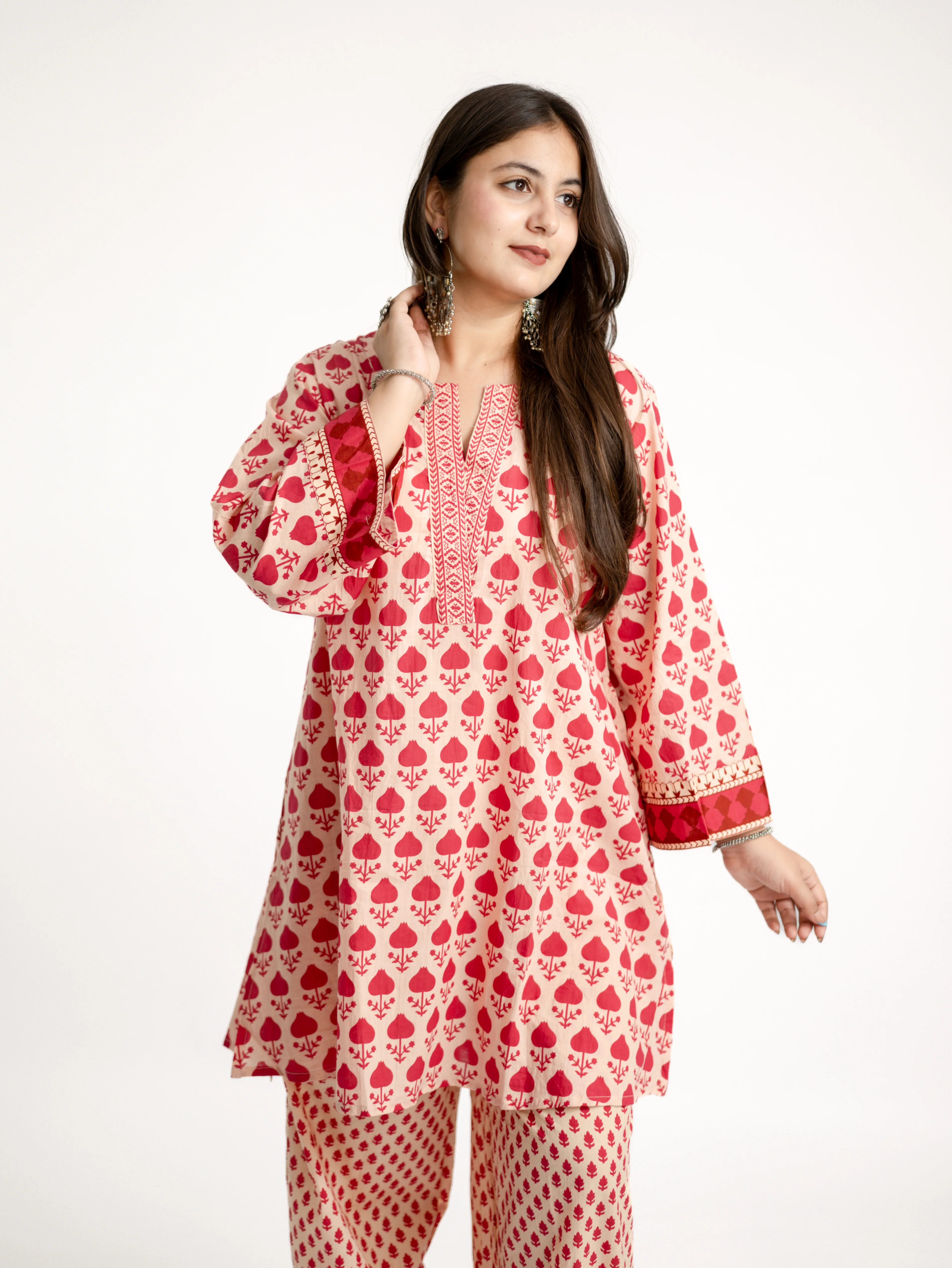 Gul Pink Cotton Handblock A-line Coord Set - Image 9