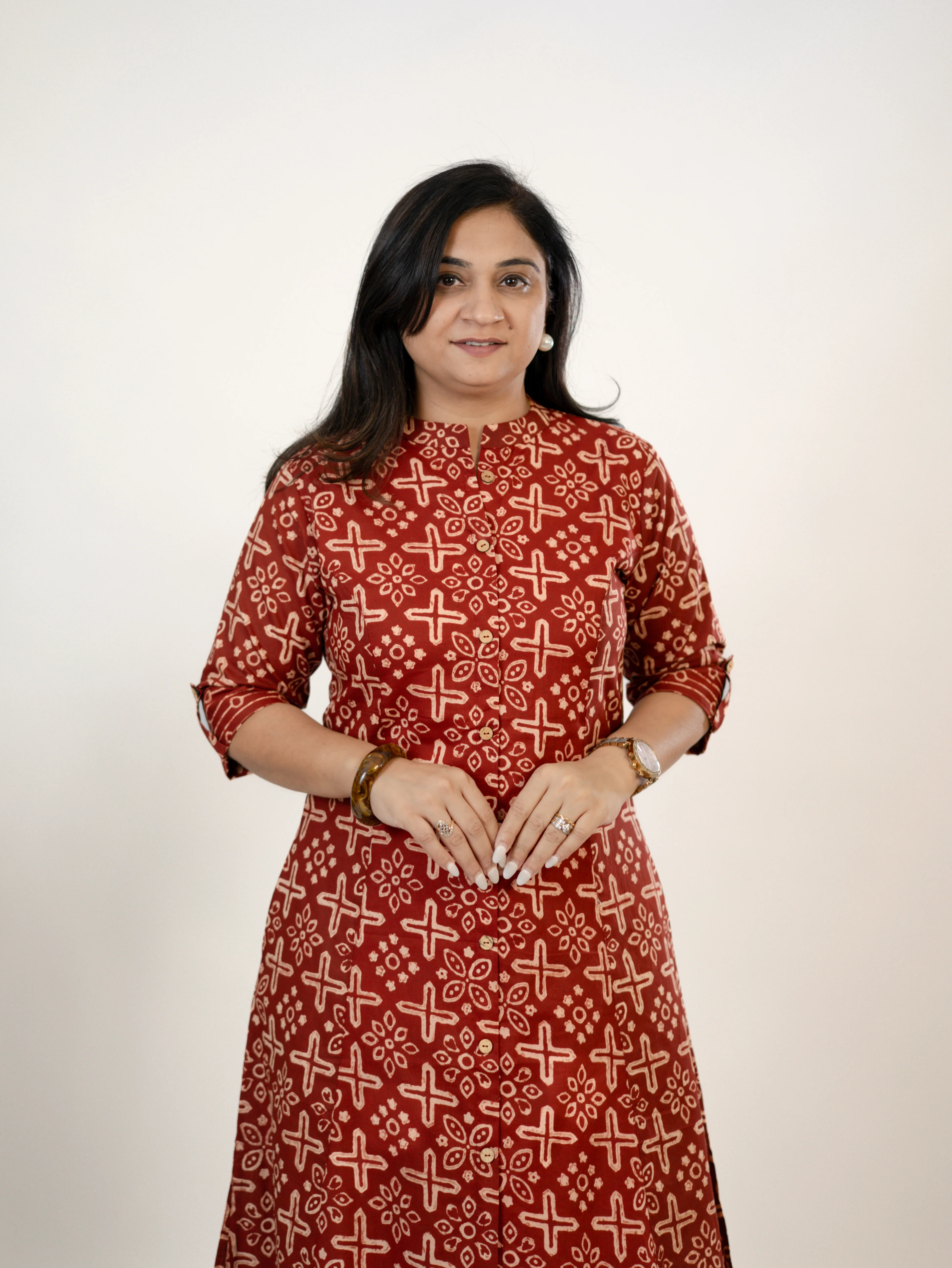 Mitika Red Cotton A-line Cotton Kurta Set - Image 5