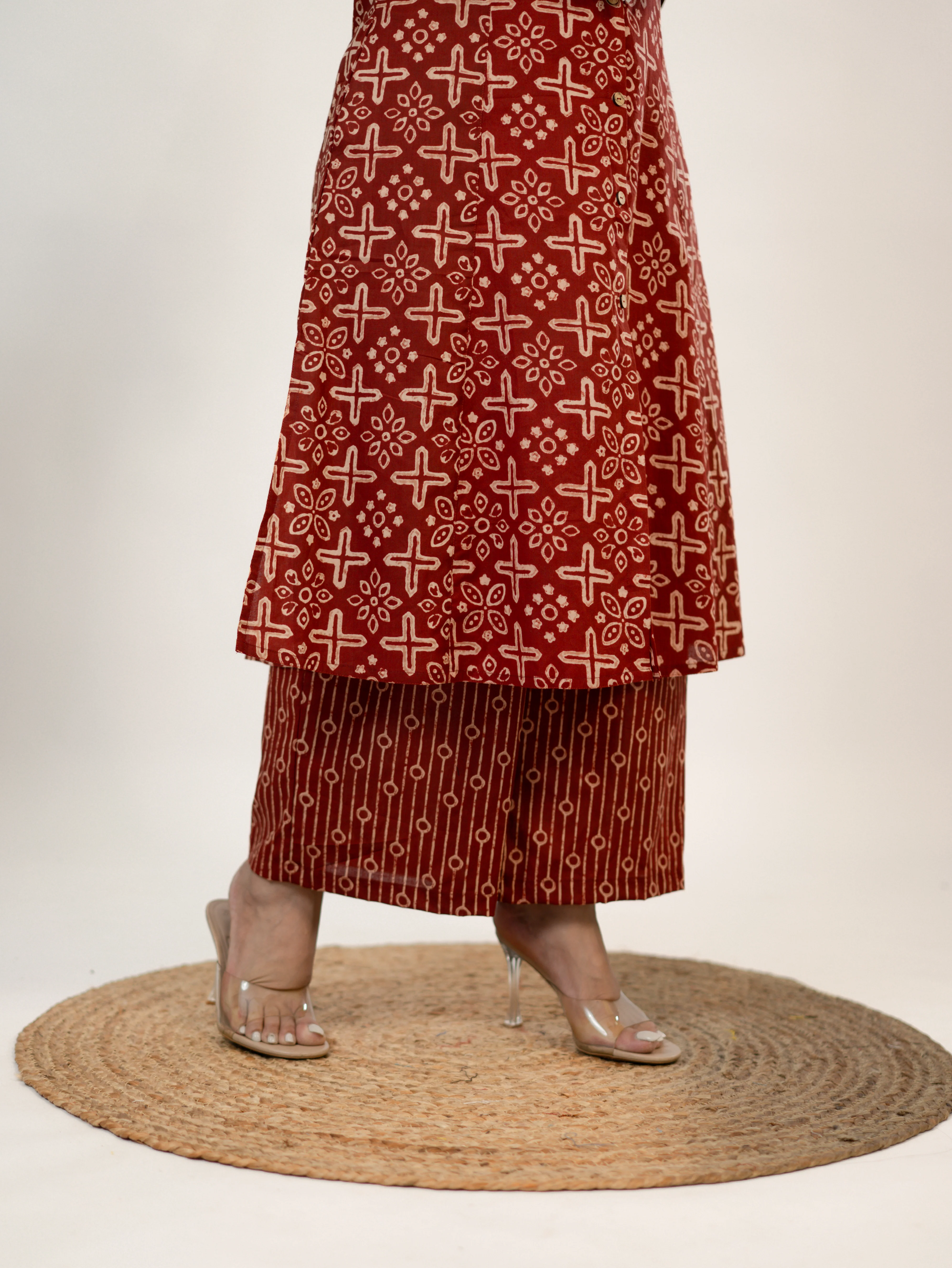 Mitika Red Cotton A-line Cotton Kurta Set - Image 7