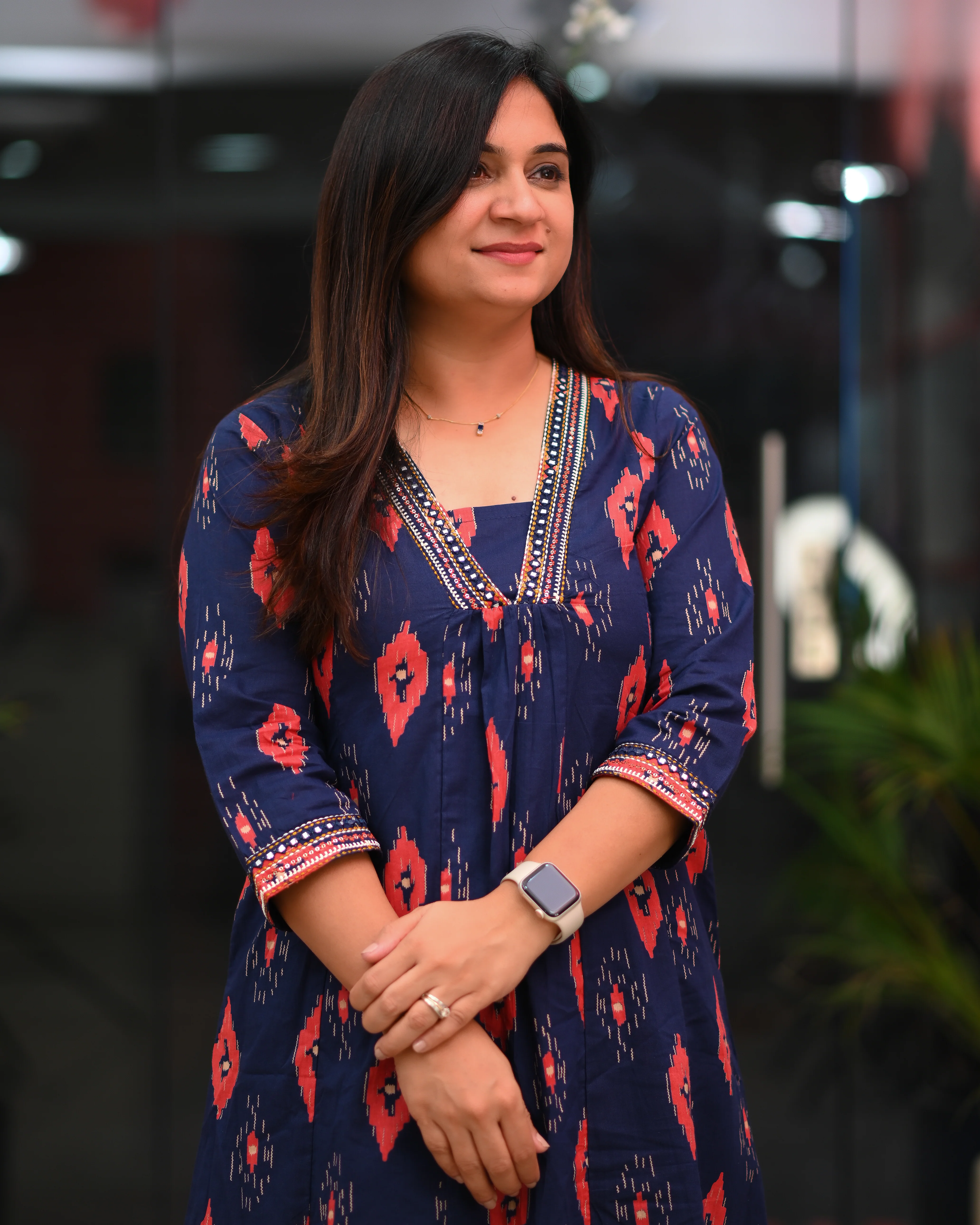 Heena Ikkat Cotton A-line Divider Set with Pockets - Image 6