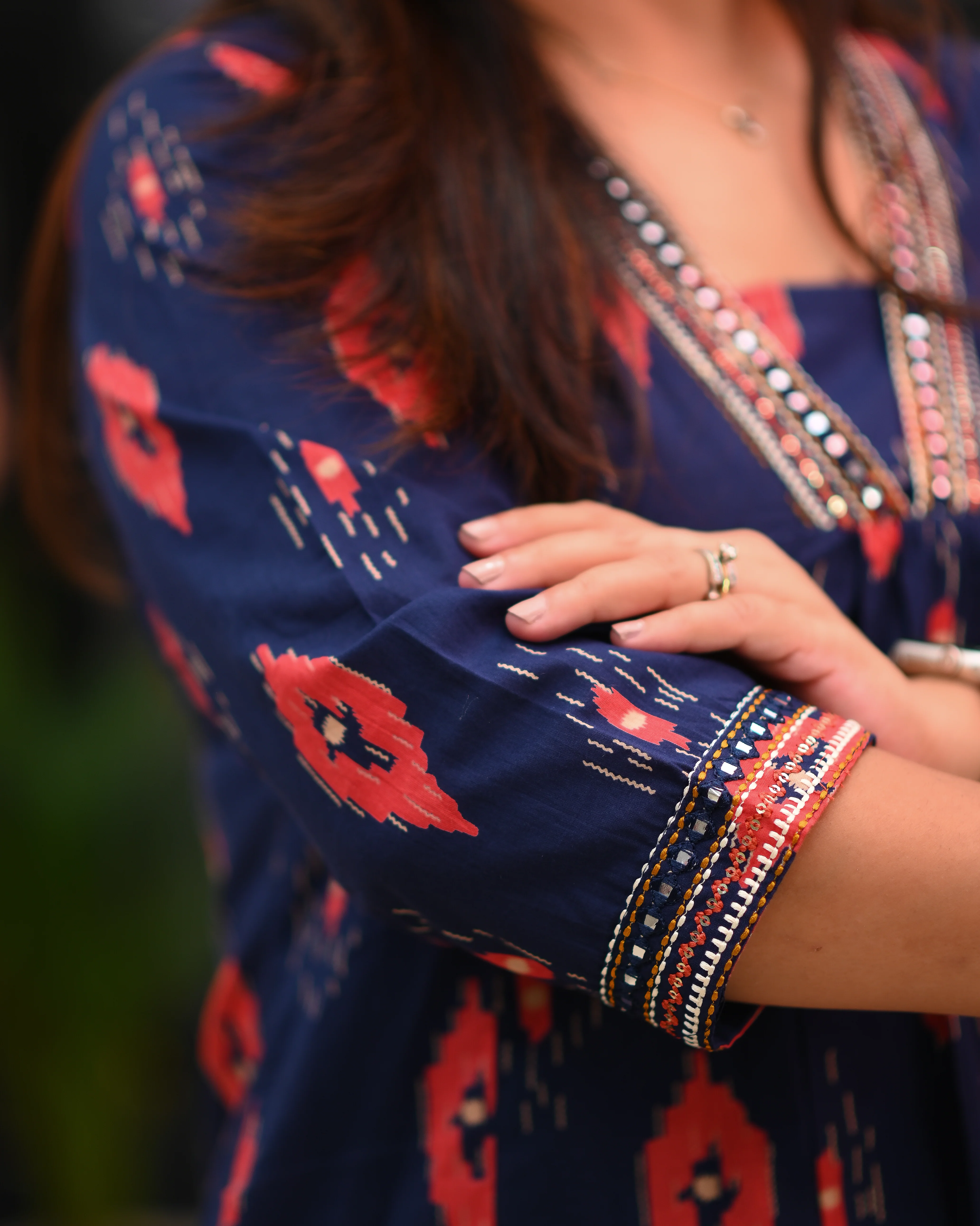 Heena Ikkat Cotton A-line Divider Set with Pockets - Image 7