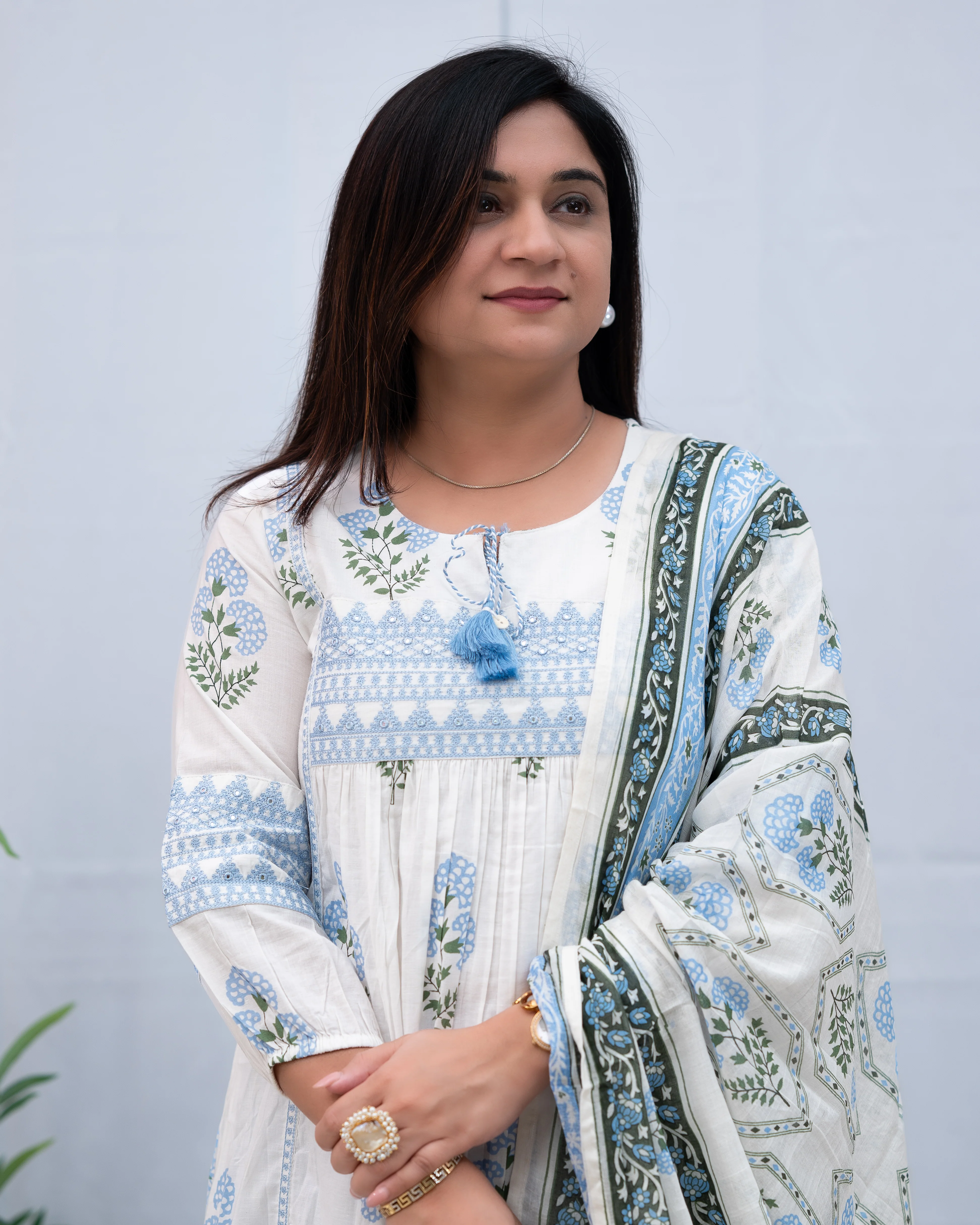 Inayat Premium Cotton Embroidered Anarkali Pant Set - Image 7