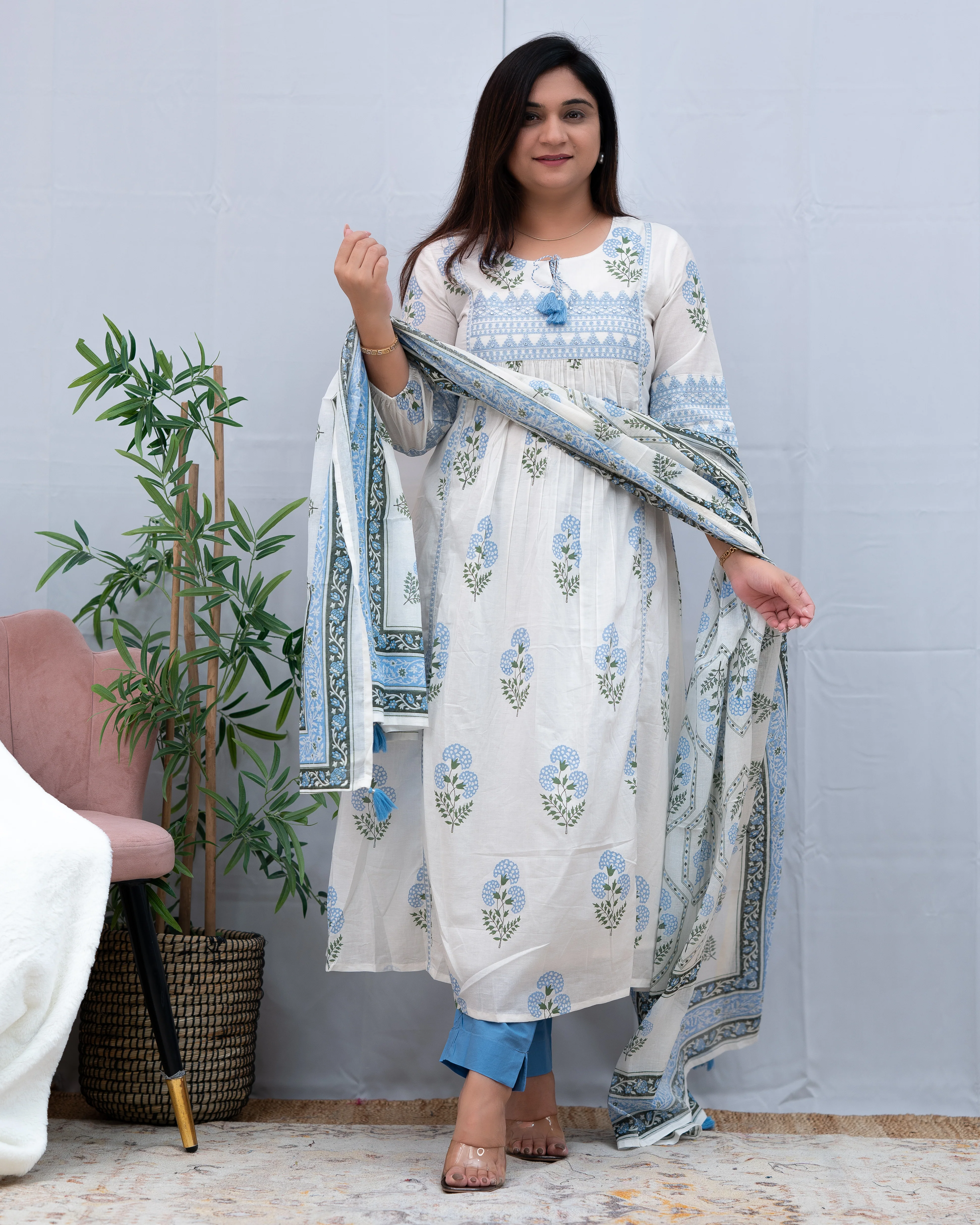 Inayat Premium Cotton Embroidered Anarkali Pant Set - Image 8