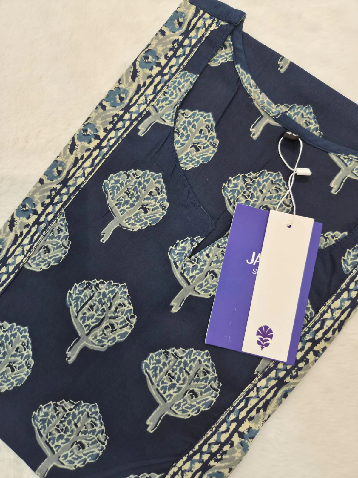 Indigo Blue Casual Cotton Straight Kurta - Image 2