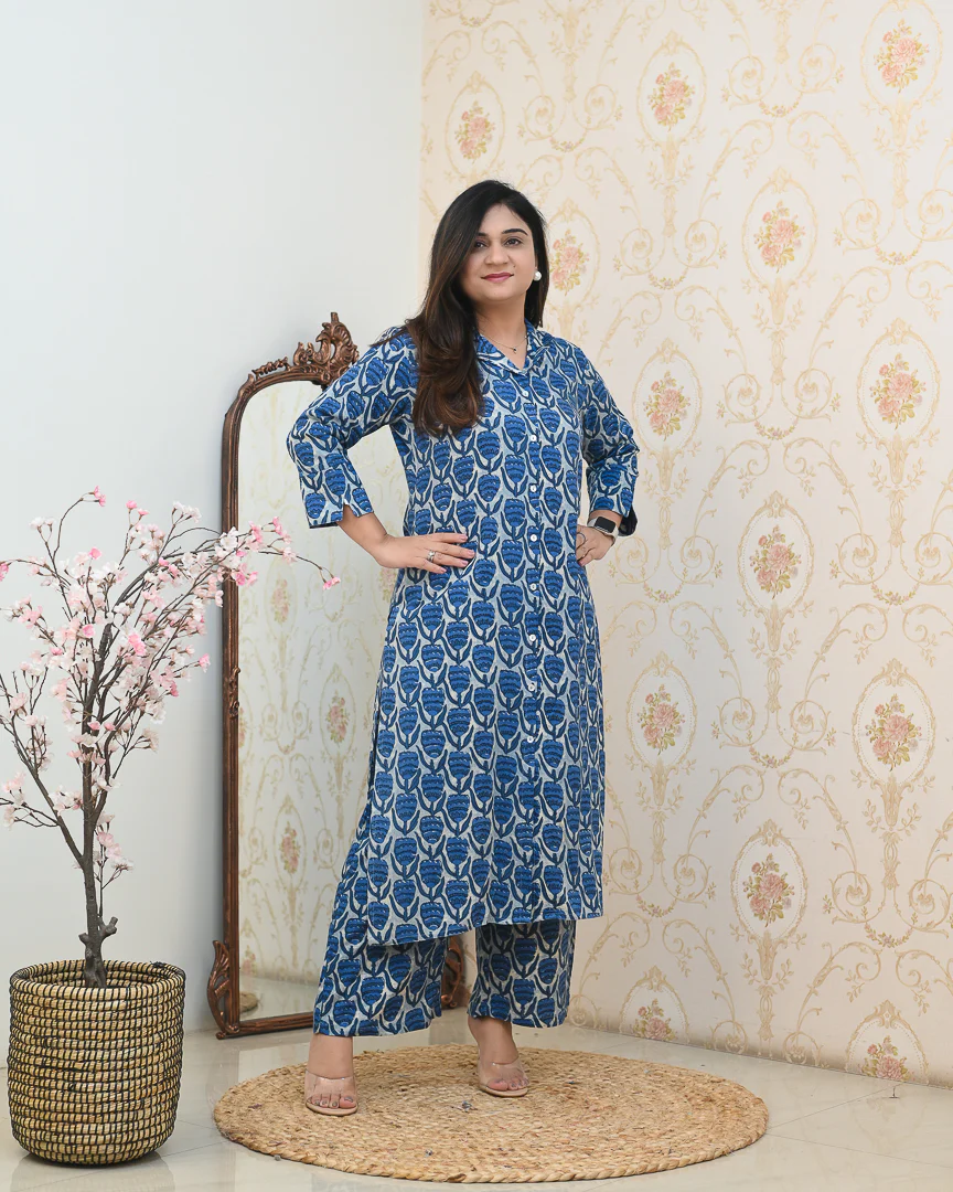 Indigo Casual Rayon Coord Set