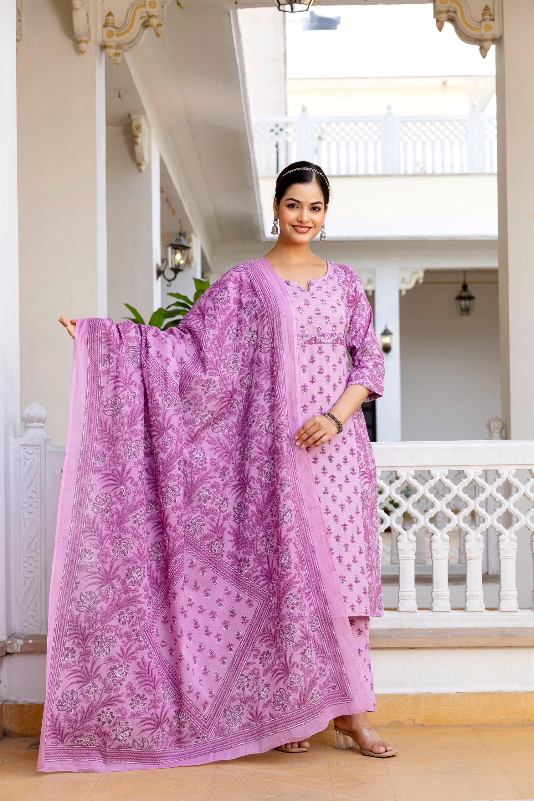 Jaipuri Cotton Embroidered Pant Set - Image 12