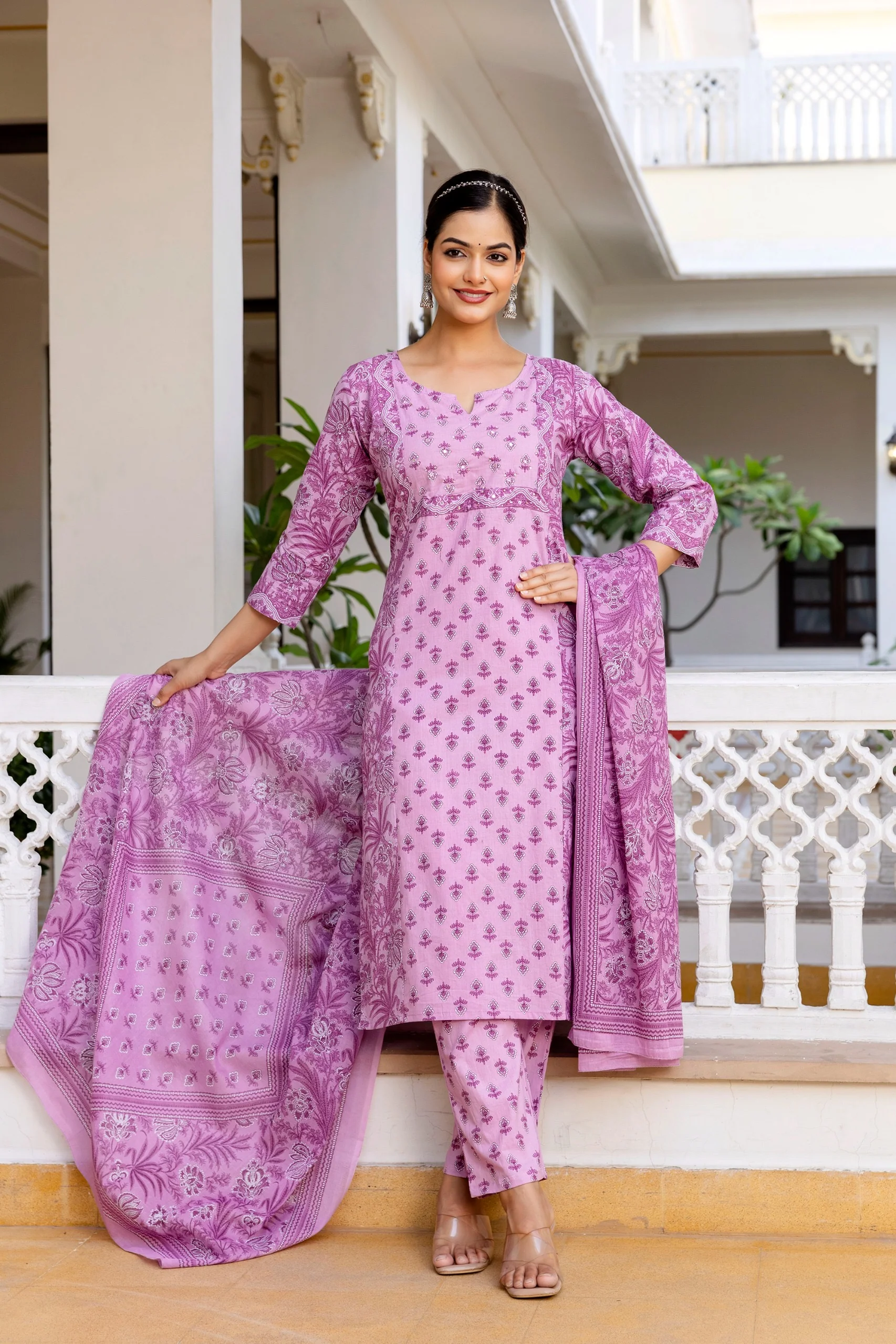 Jaipuri Cotton Embroidered Pant Set - Image 13