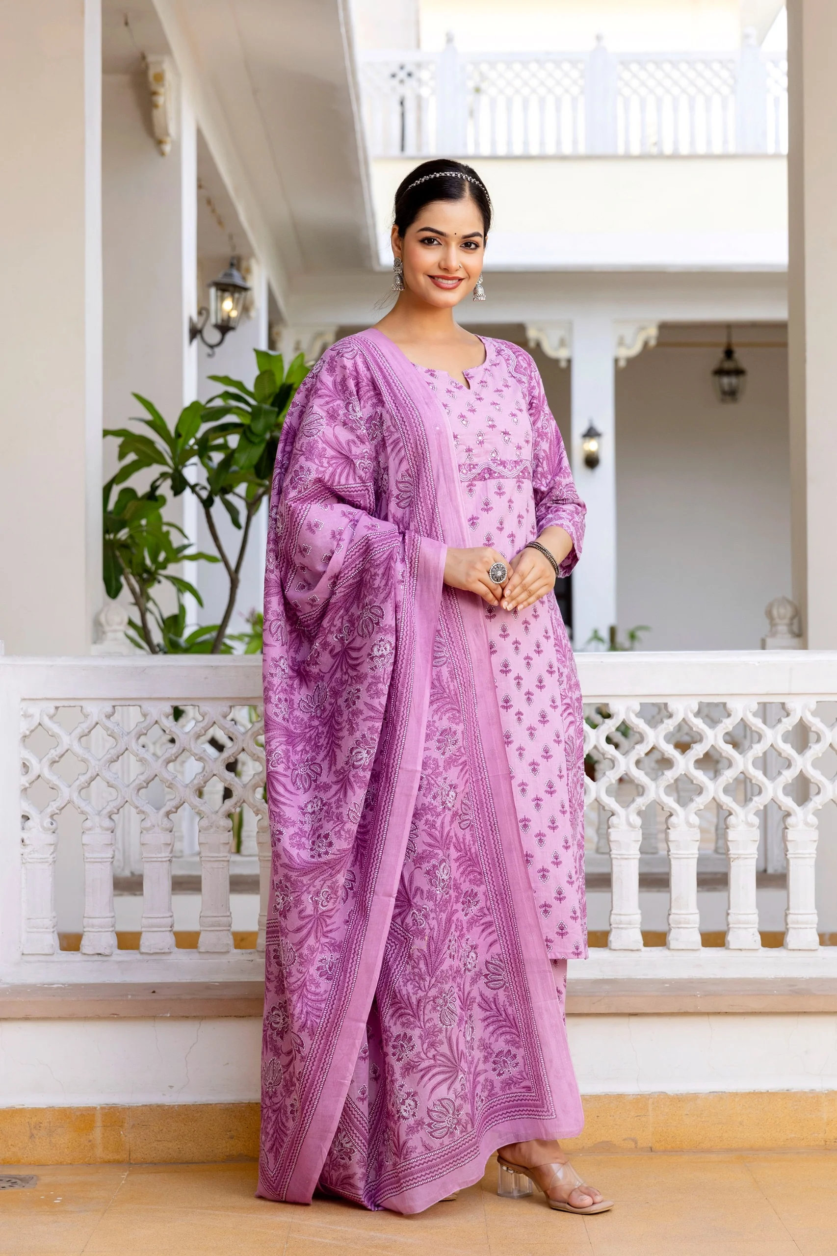 Jaipuri Cotton Embroidered Pant Set - Image 14