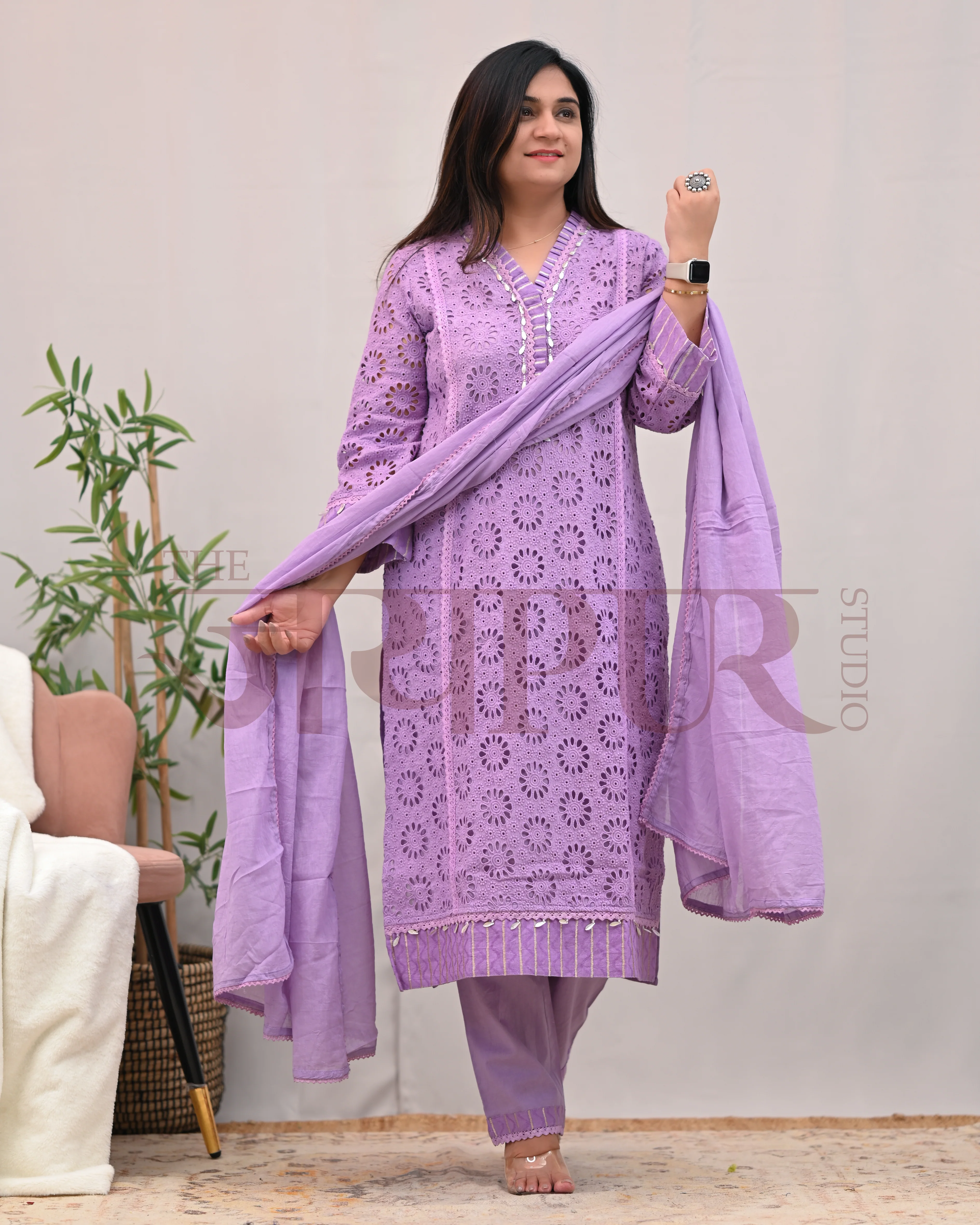 Jeena Cotton Schiffili Pakistani Pant Set - Image 5