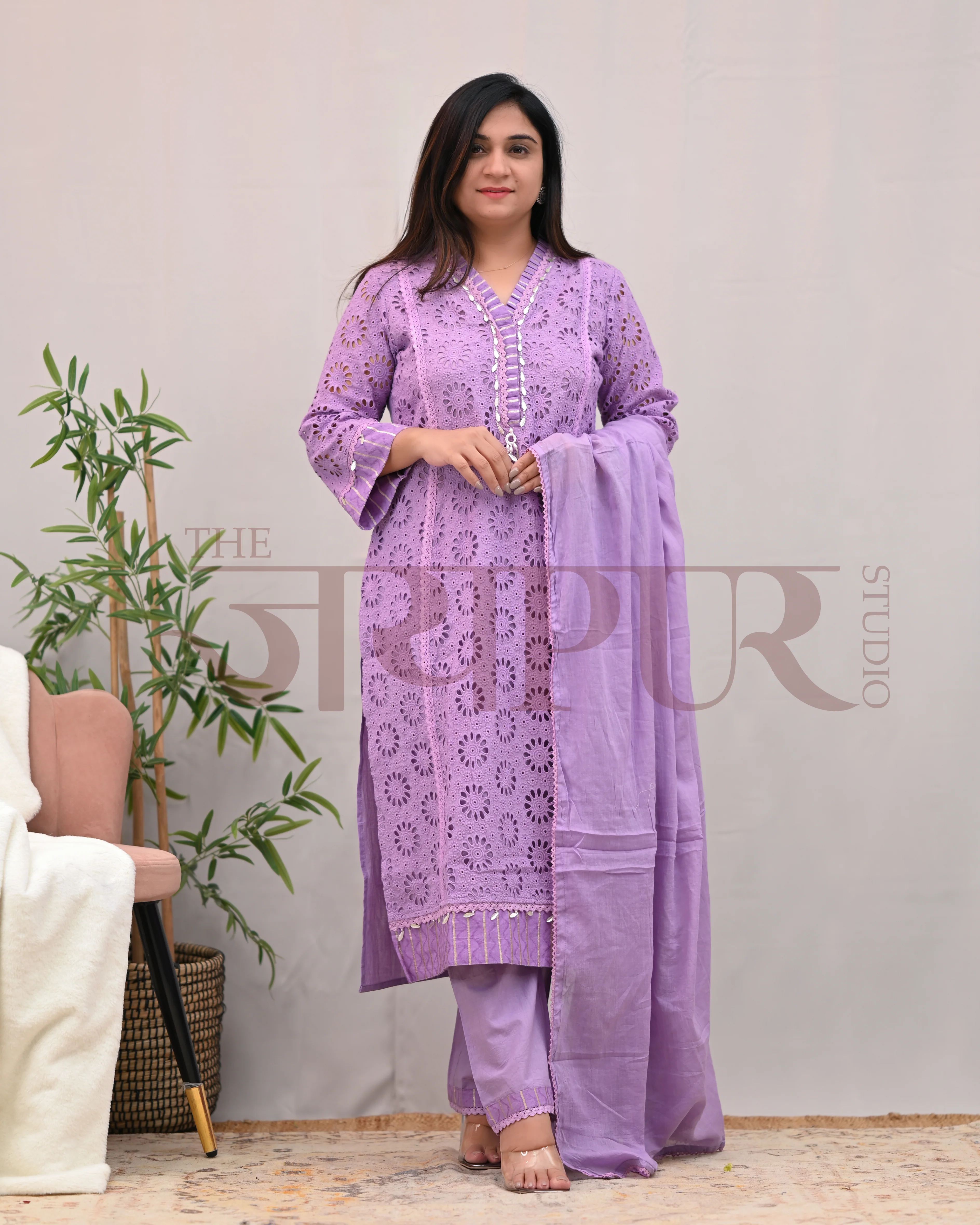 Jeena Cotton Schiffili Pakistani Pant Set - Image 6