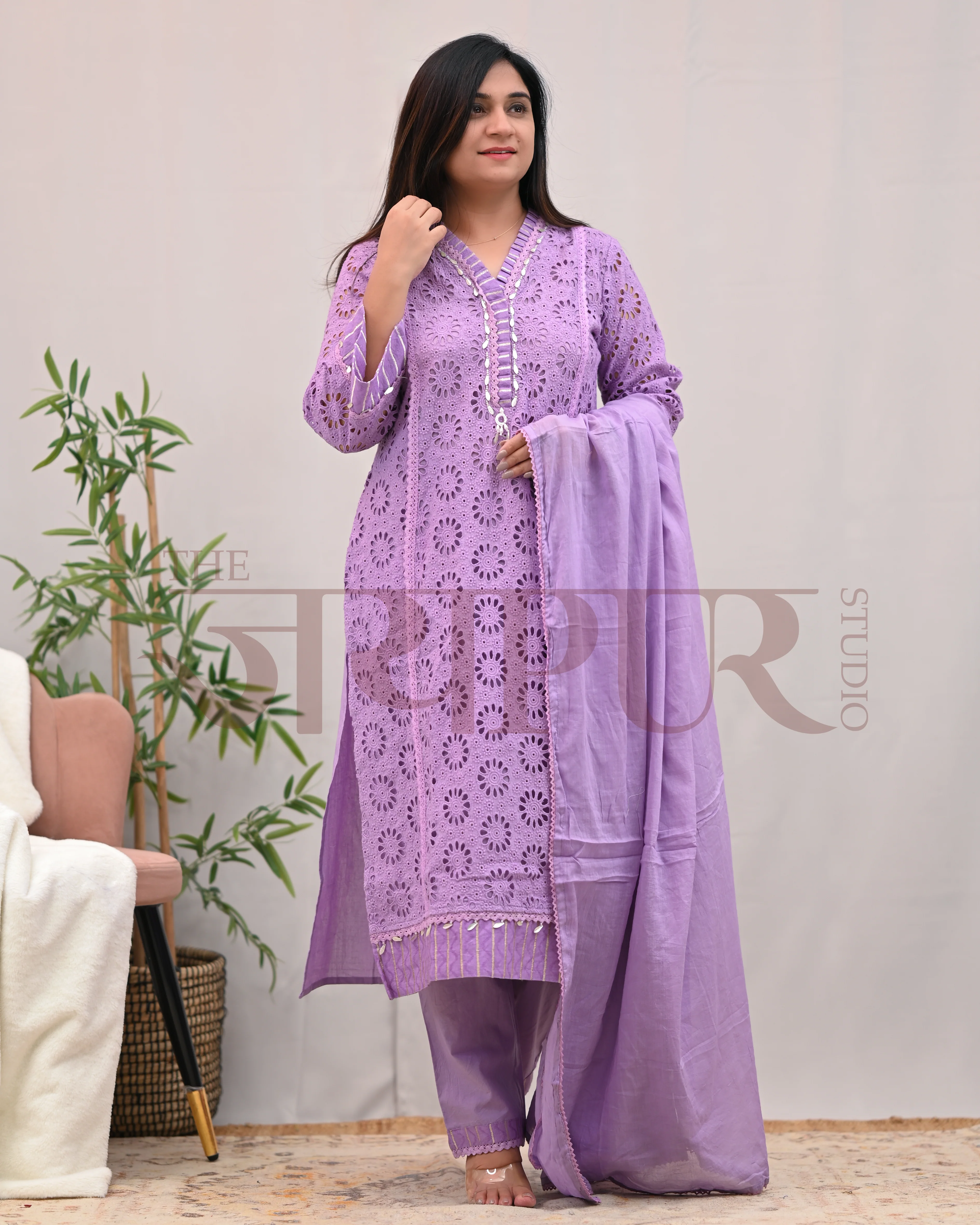 Jeena Cotton Schiffili Pakistani Pant Set - Image 7