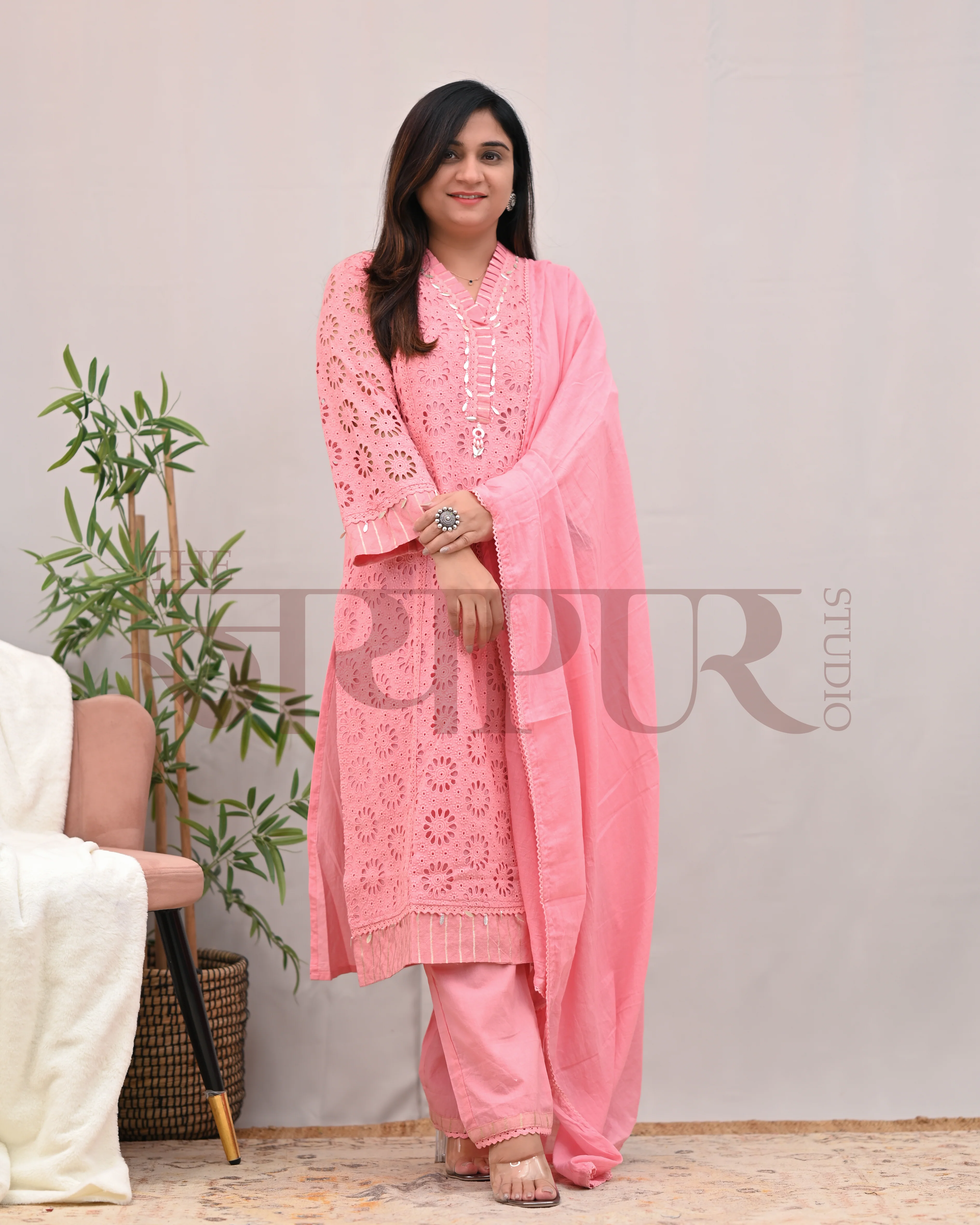Jeena Cotton Schiffili Pakistani Pant Set - Image 9