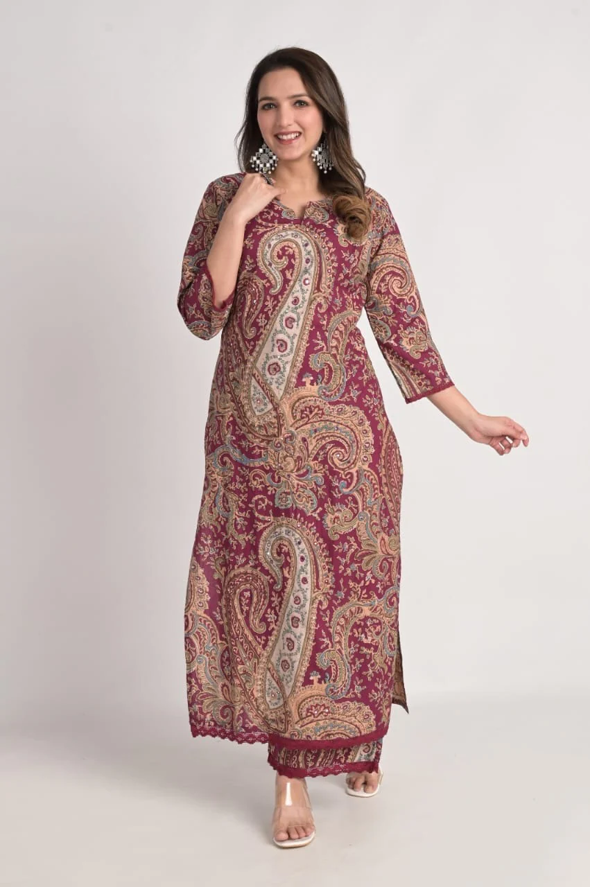 Kalamkari Embroidered Straight Cotton Kurta Set - Image 10