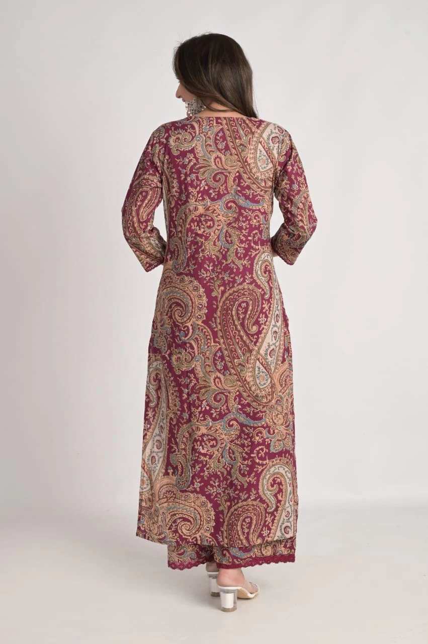 Kalamkari Embroidered Straight Cotton Kurta Set - Image 13