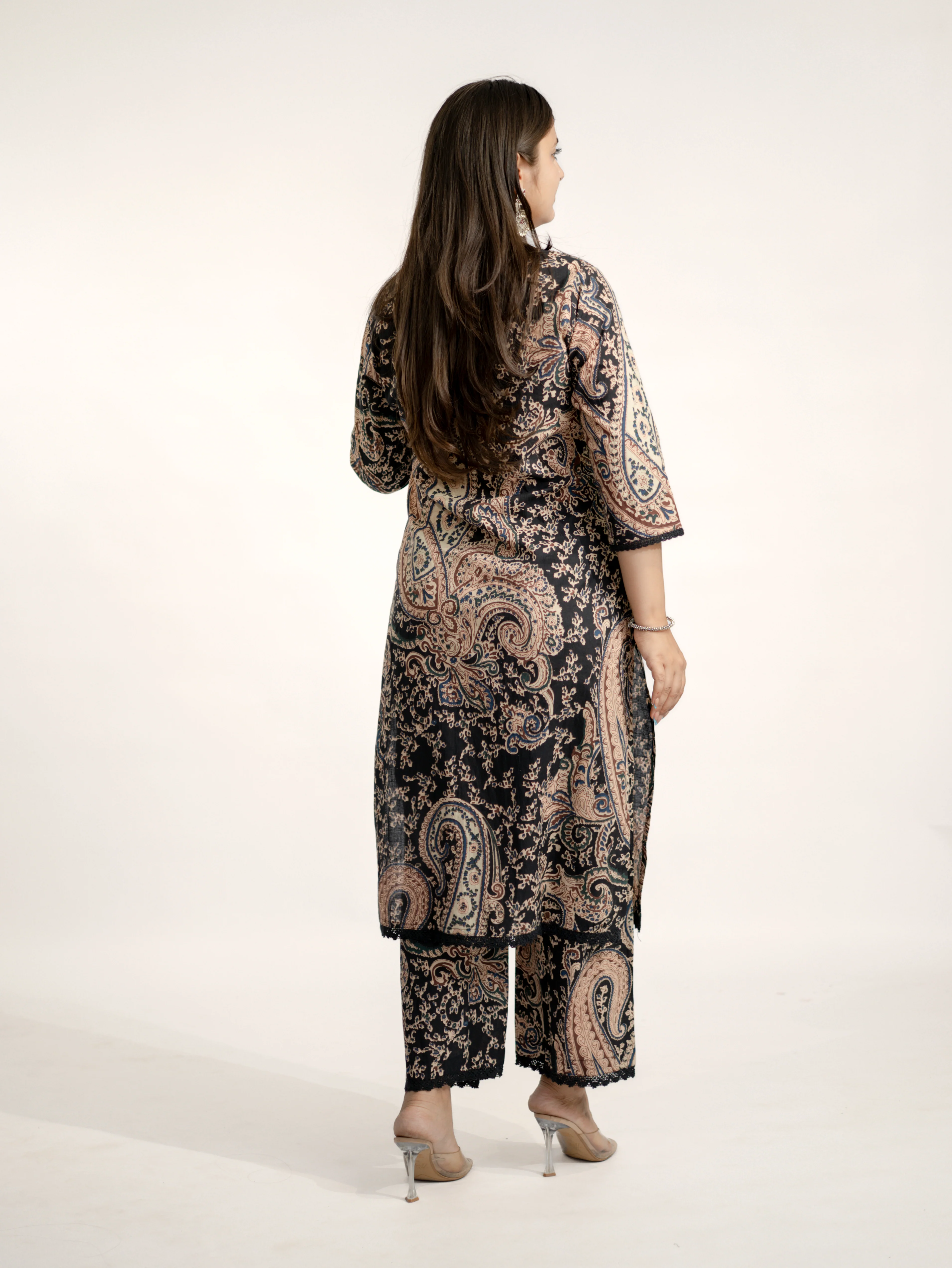 Kalamkari Embroidered Straight Cotton Kurta Set - Image 16