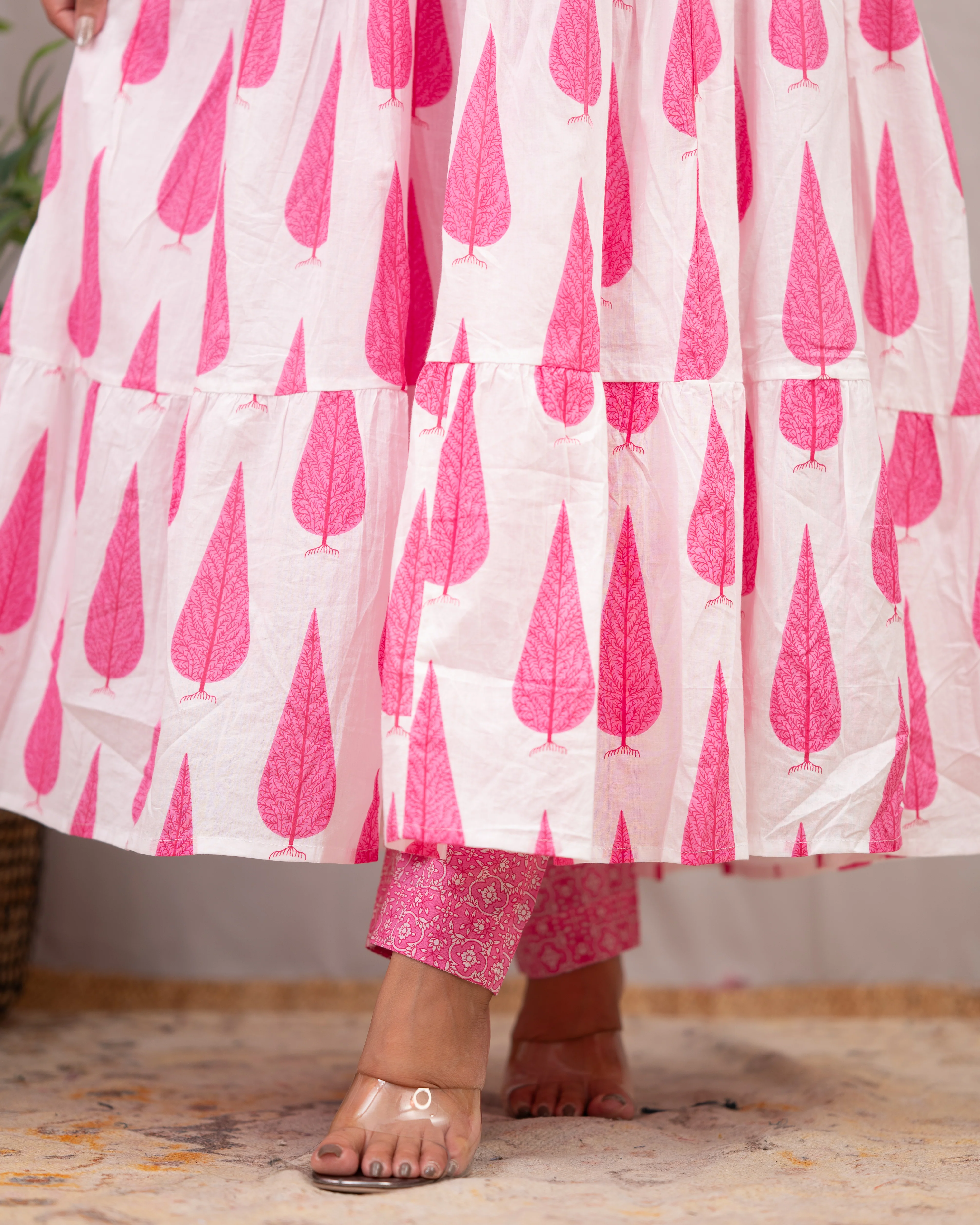 Kashish Cotton Handblock Anarkali Pant Set - Image 6