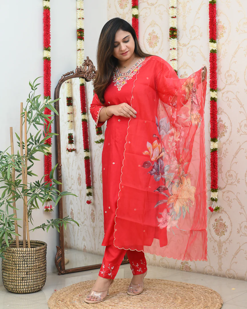 Kavya Silk Handembroidered Pant Set - Image 3