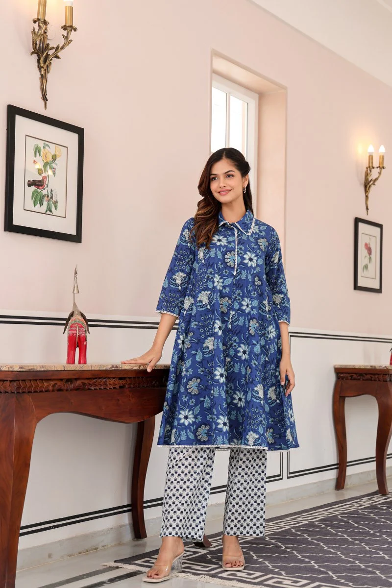 Kaya Cotton Handblock A-line Coord Set