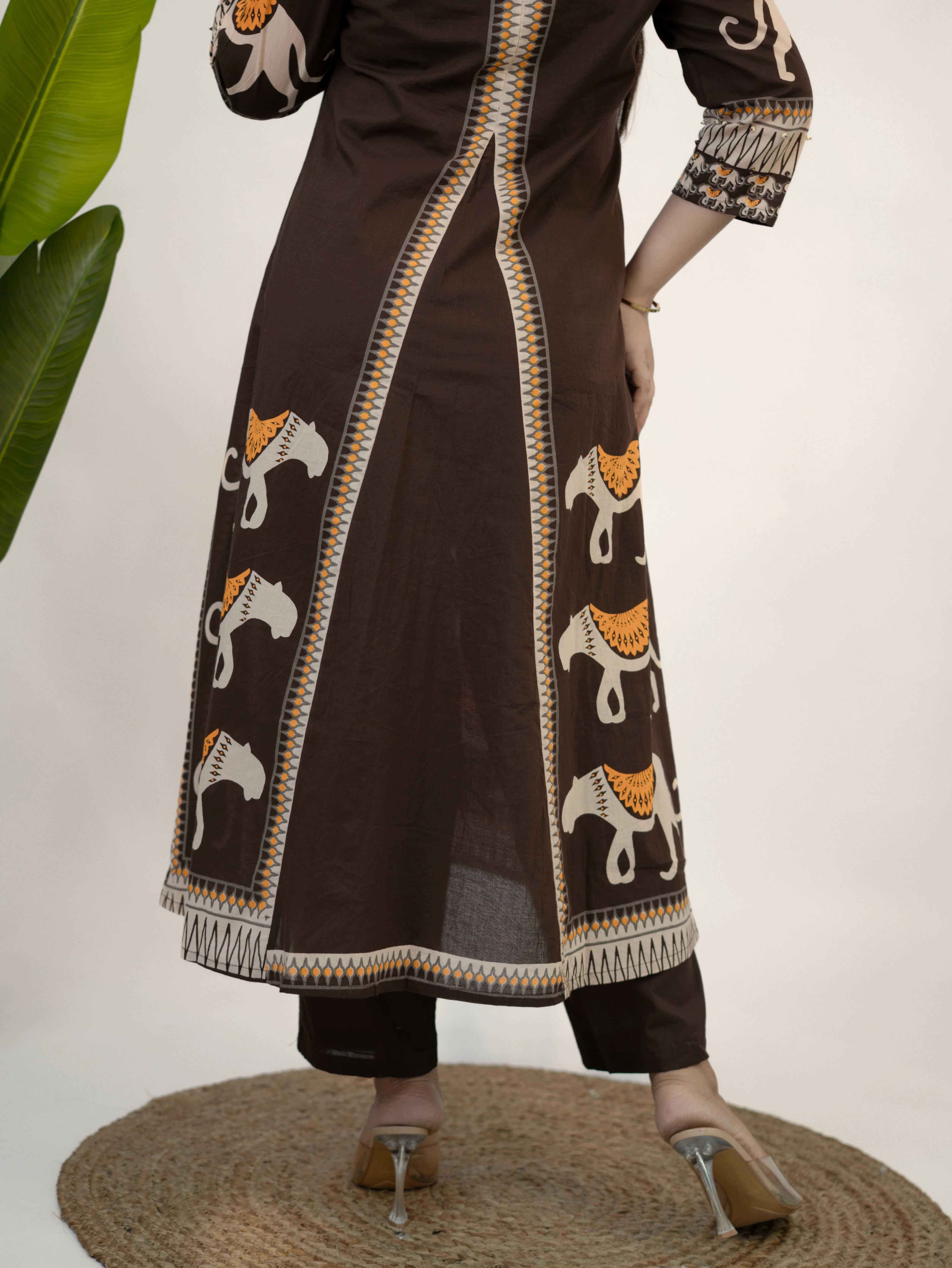 Kiara Brown Tribal Bagh Cotton BeadWork Kurta Set - Image 10